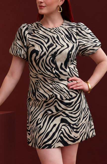 Cierra Metallic Jacquard Zebra Mini Skirt