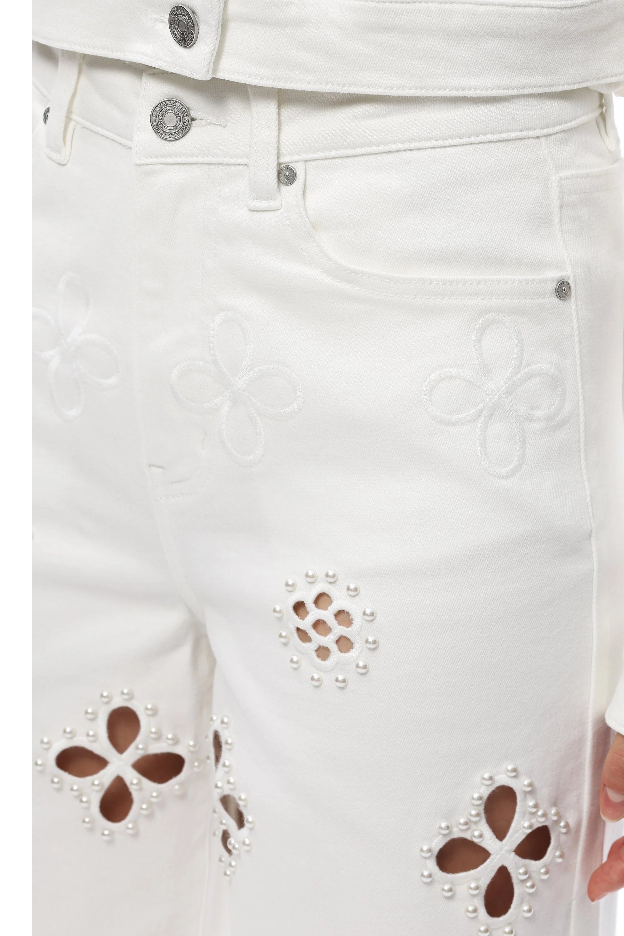 Fleur Pearl Embellished Straight Leg Jeans