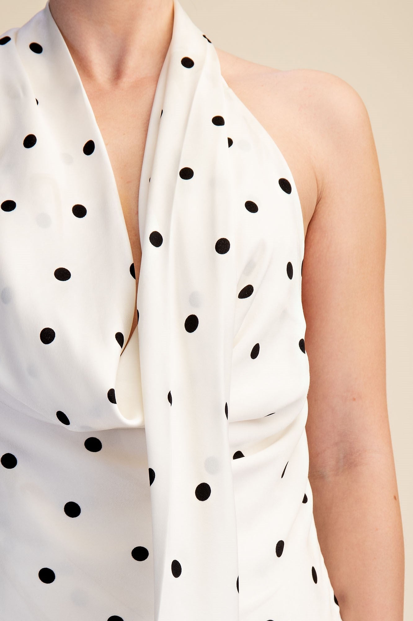 Winnie Satin Polka Dot Scarf Top