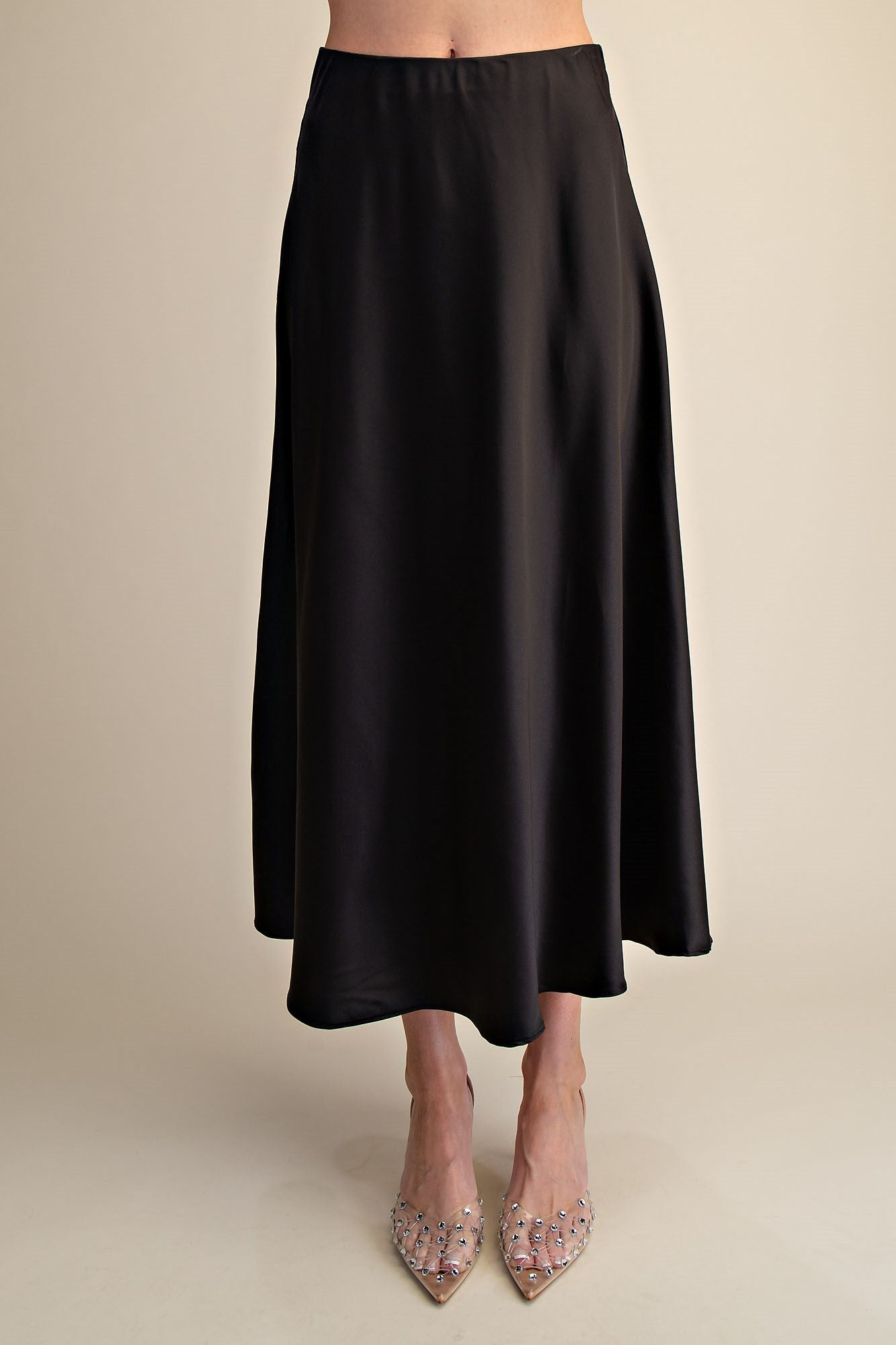Simone Satin Flare Midi Skirt