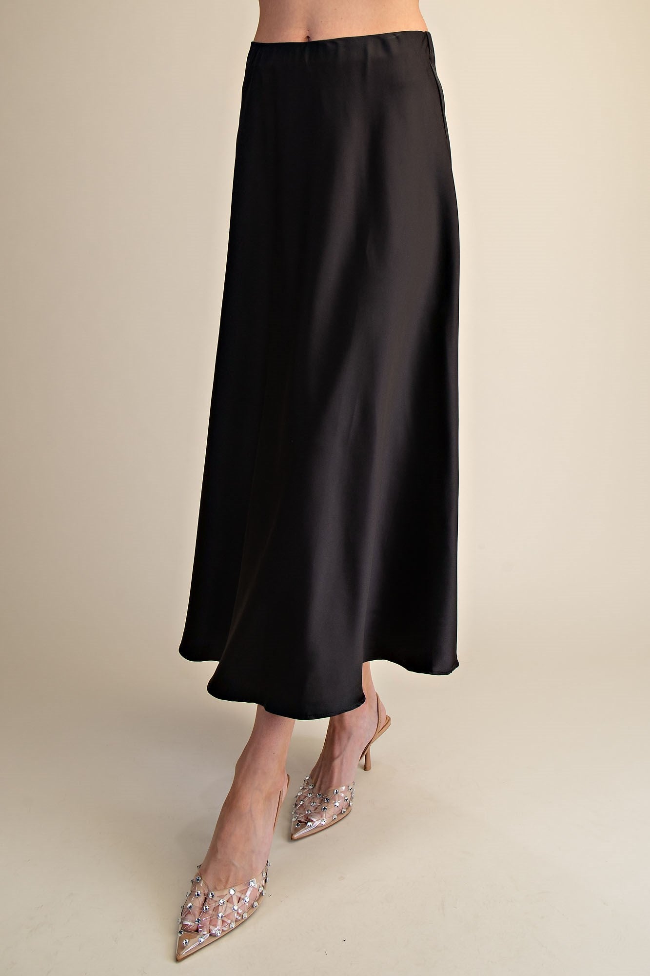 Simone Satin Flare Midi Skirt