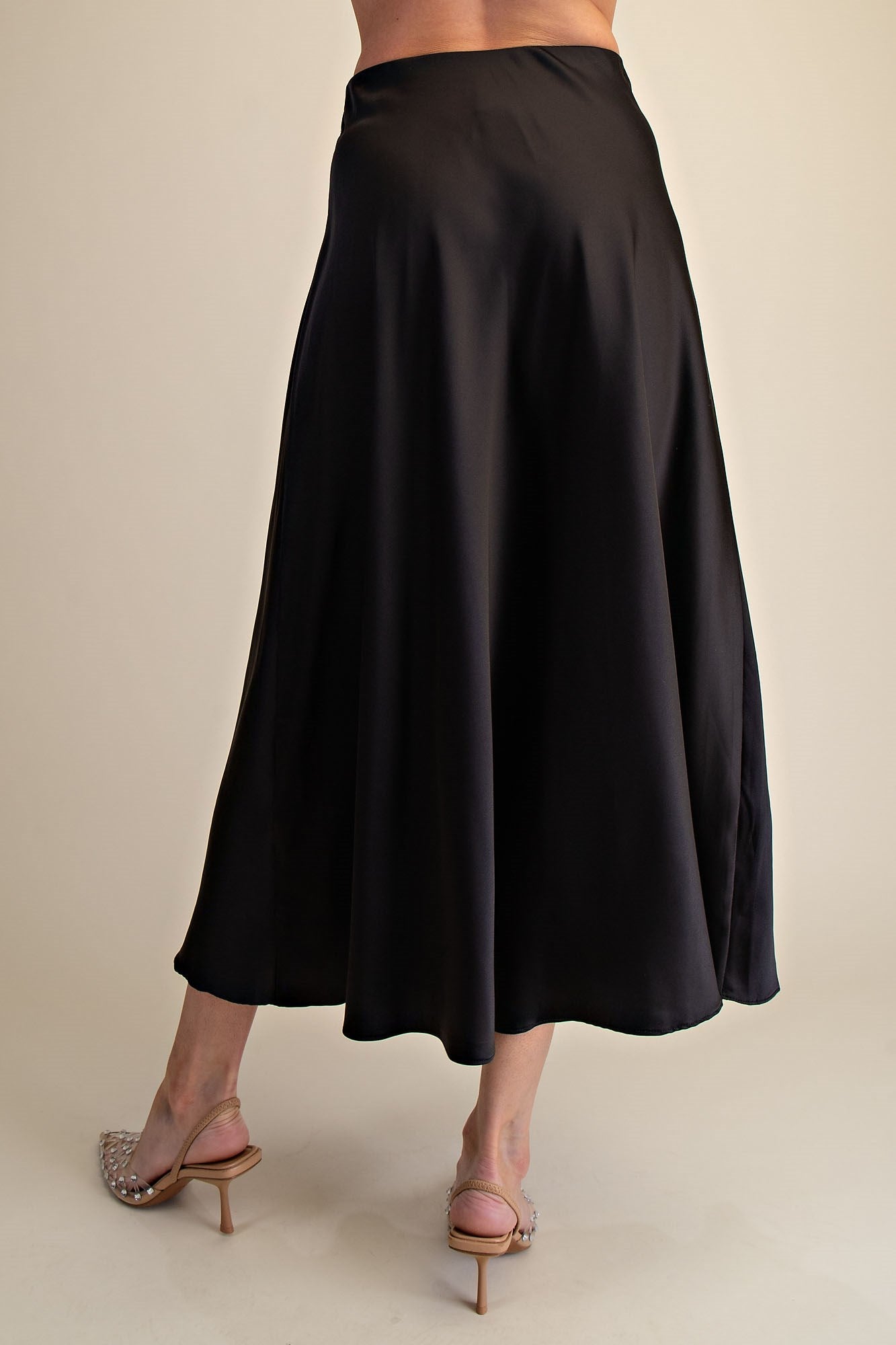 Simone Satin Flare Midi Skirt