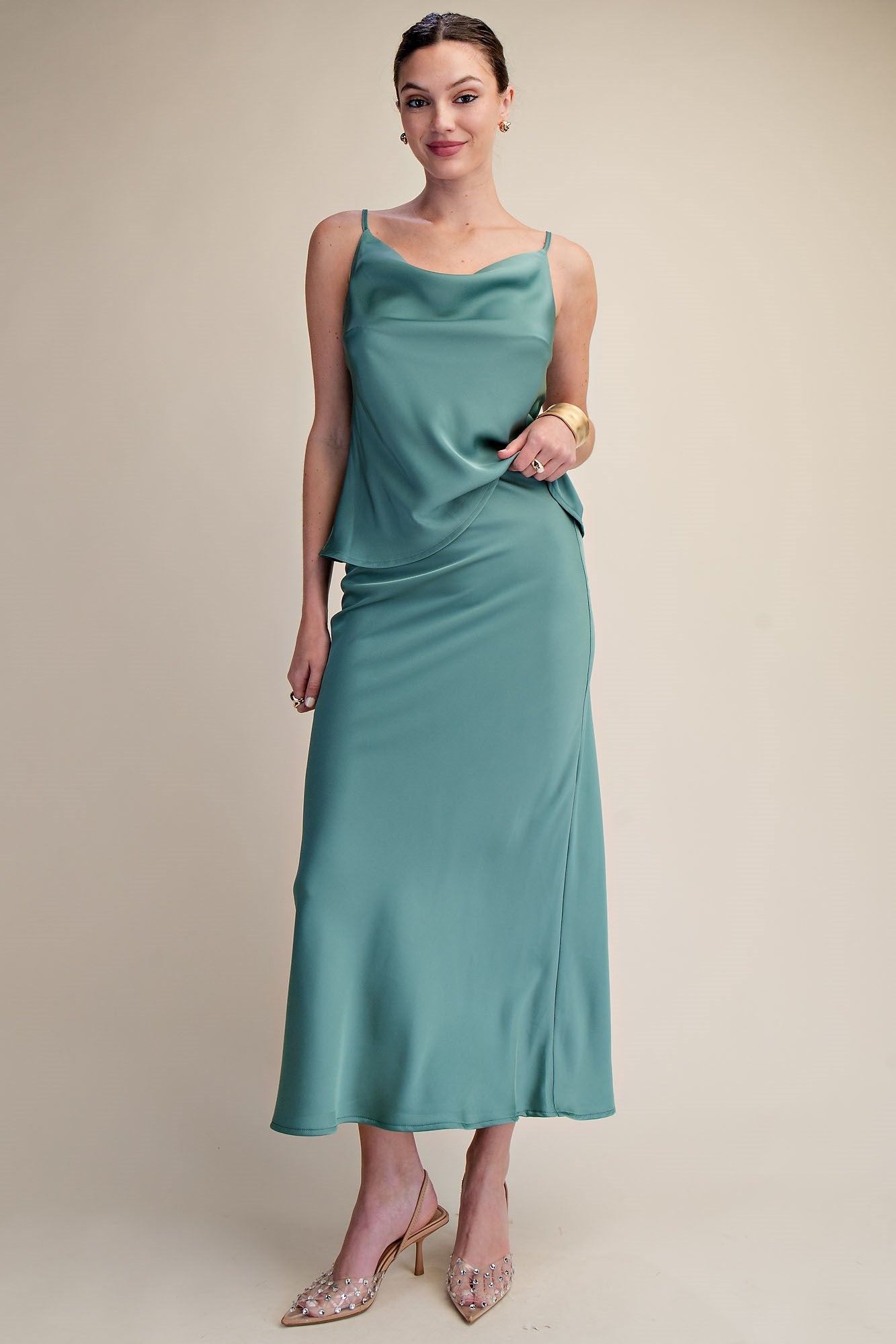 Amelia Satin Midi Skirt
