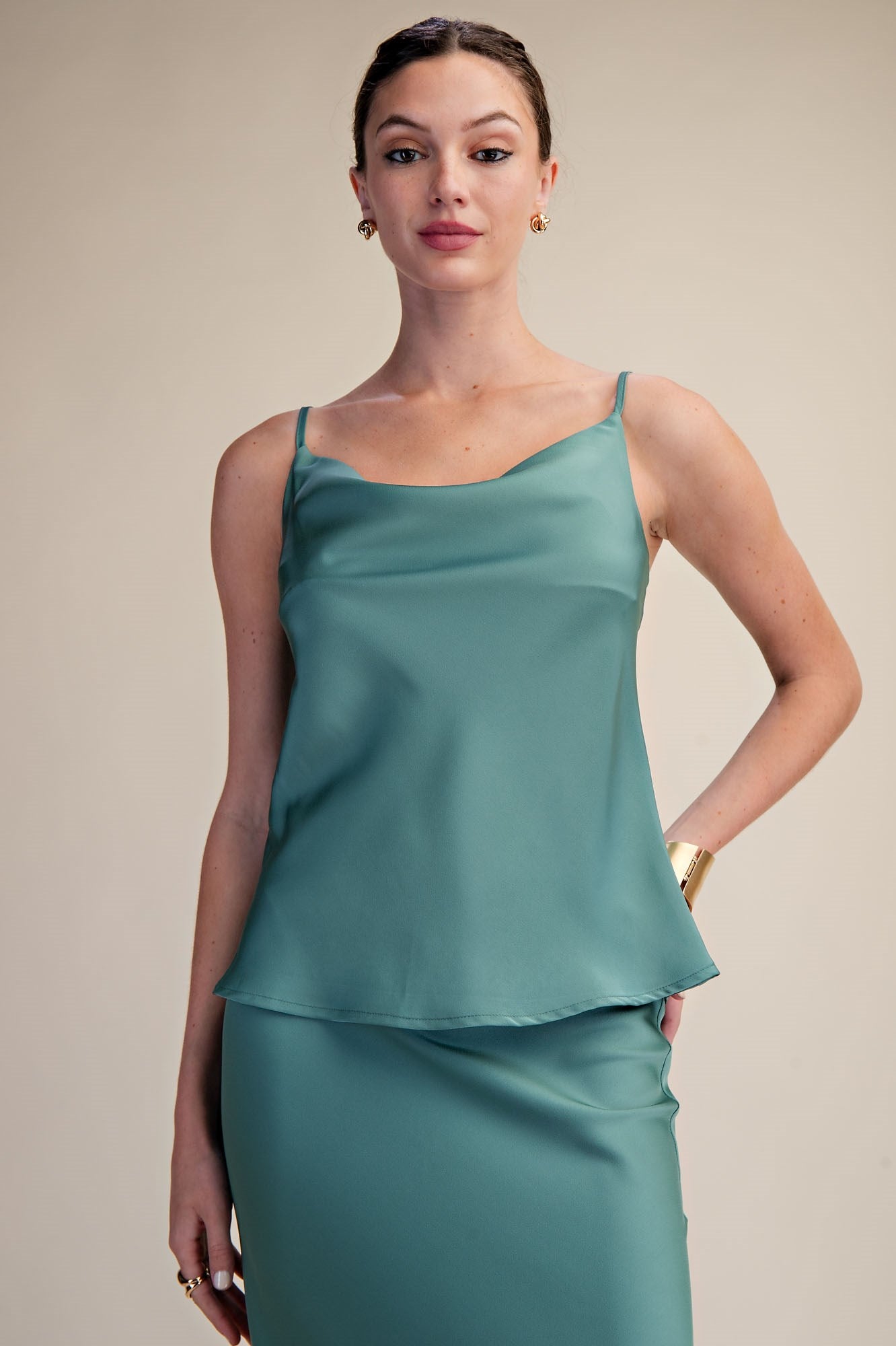 Amelia Satin Cowl Neck Top