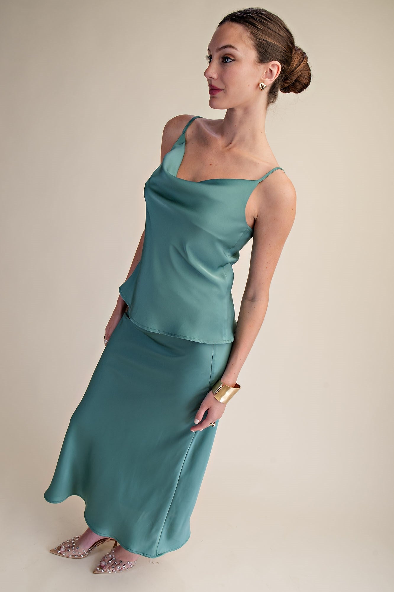 Amelia Satin Cowl Neck Top