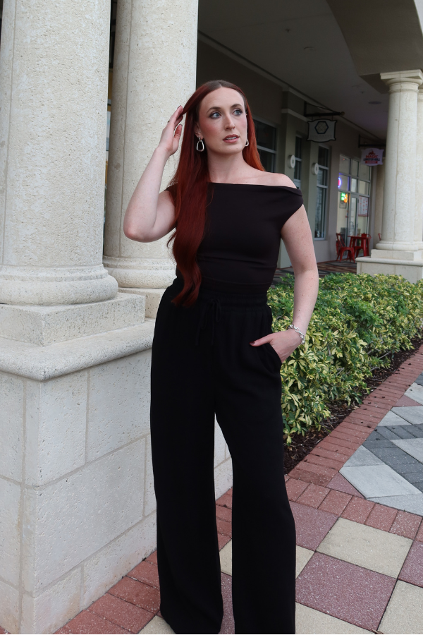Courtney Linen Blend Pants in Black