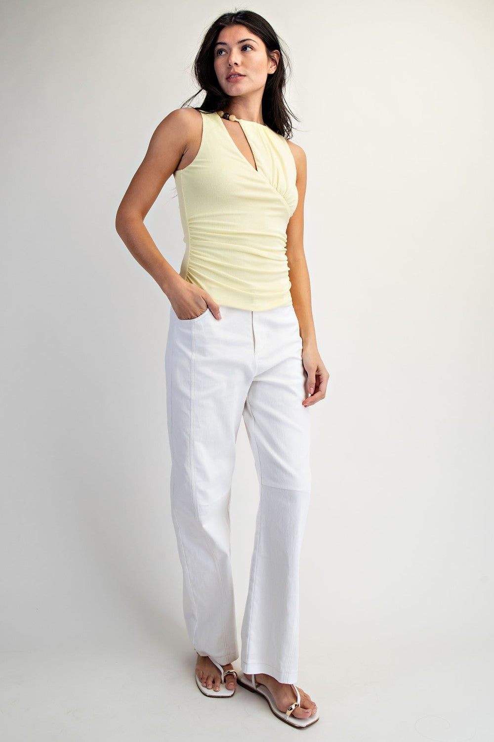 Nyla Beaded Keyhole Top