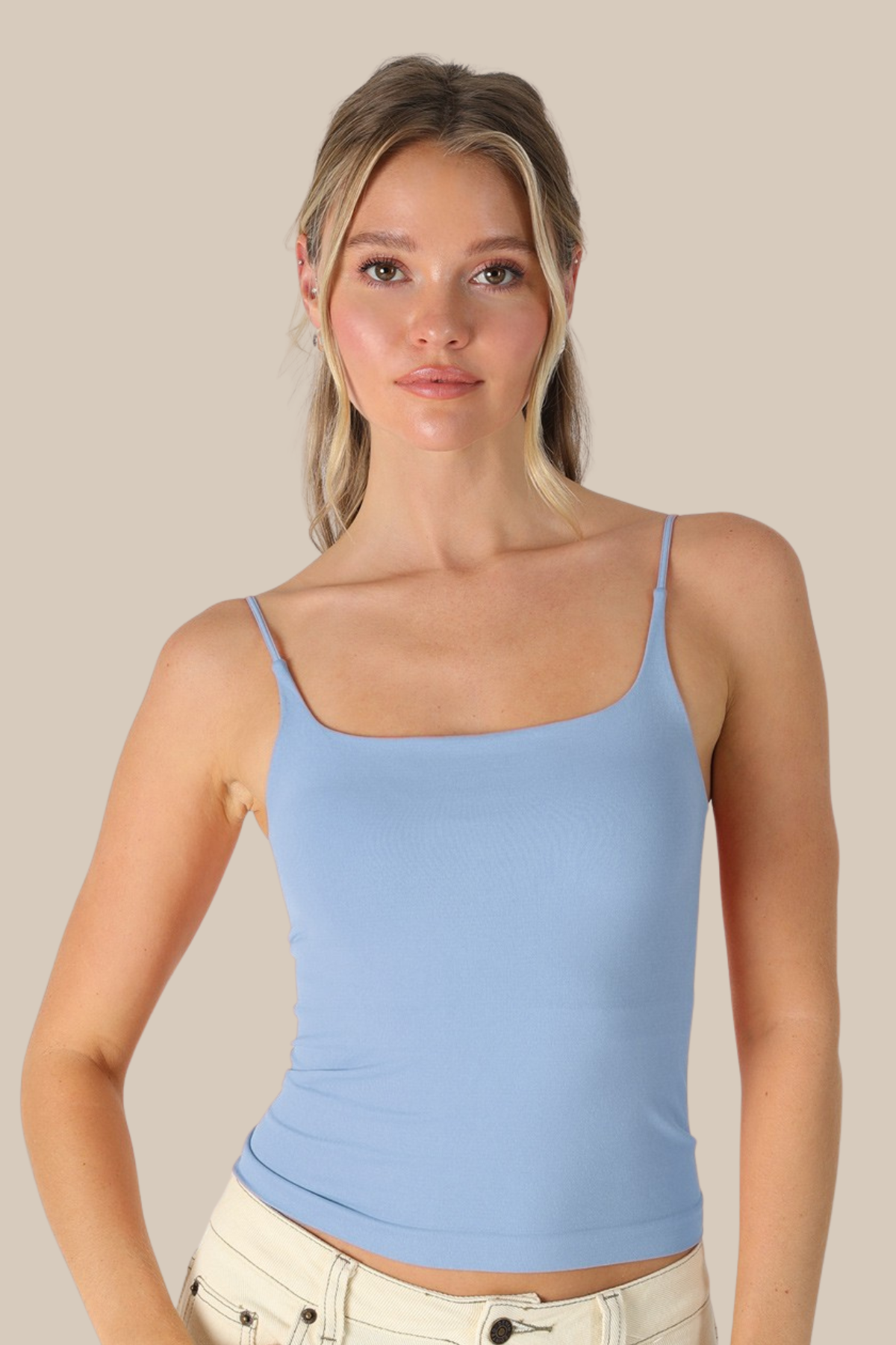 Essential Square Neck Tank in Light Blue