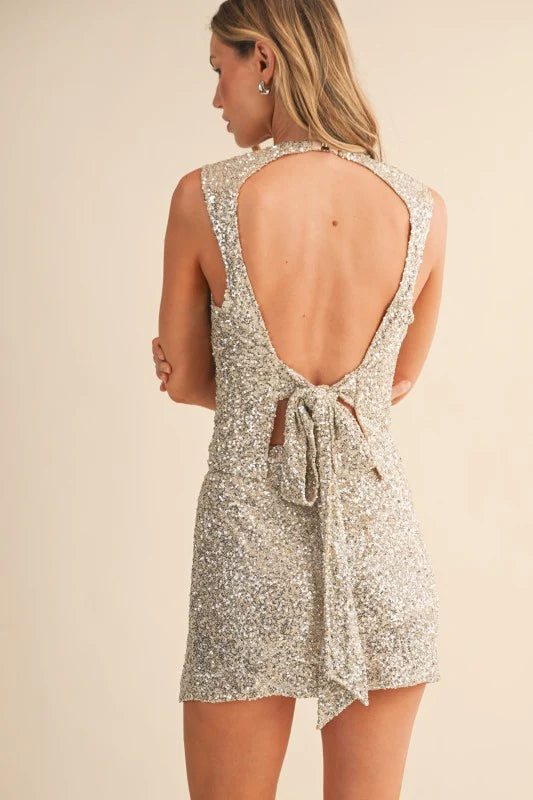 Zaina Open Back Sequin Top