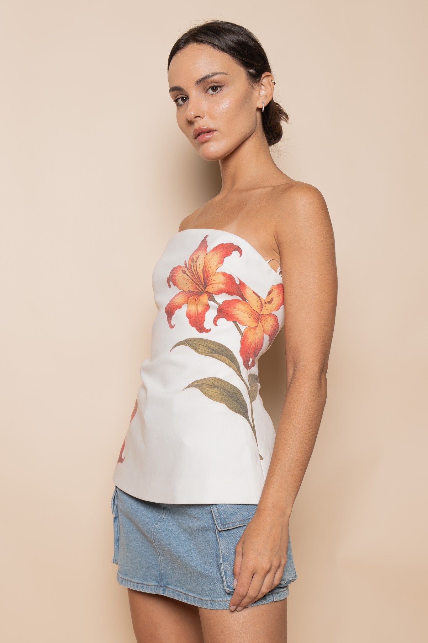 Liv Floral Strapless Top