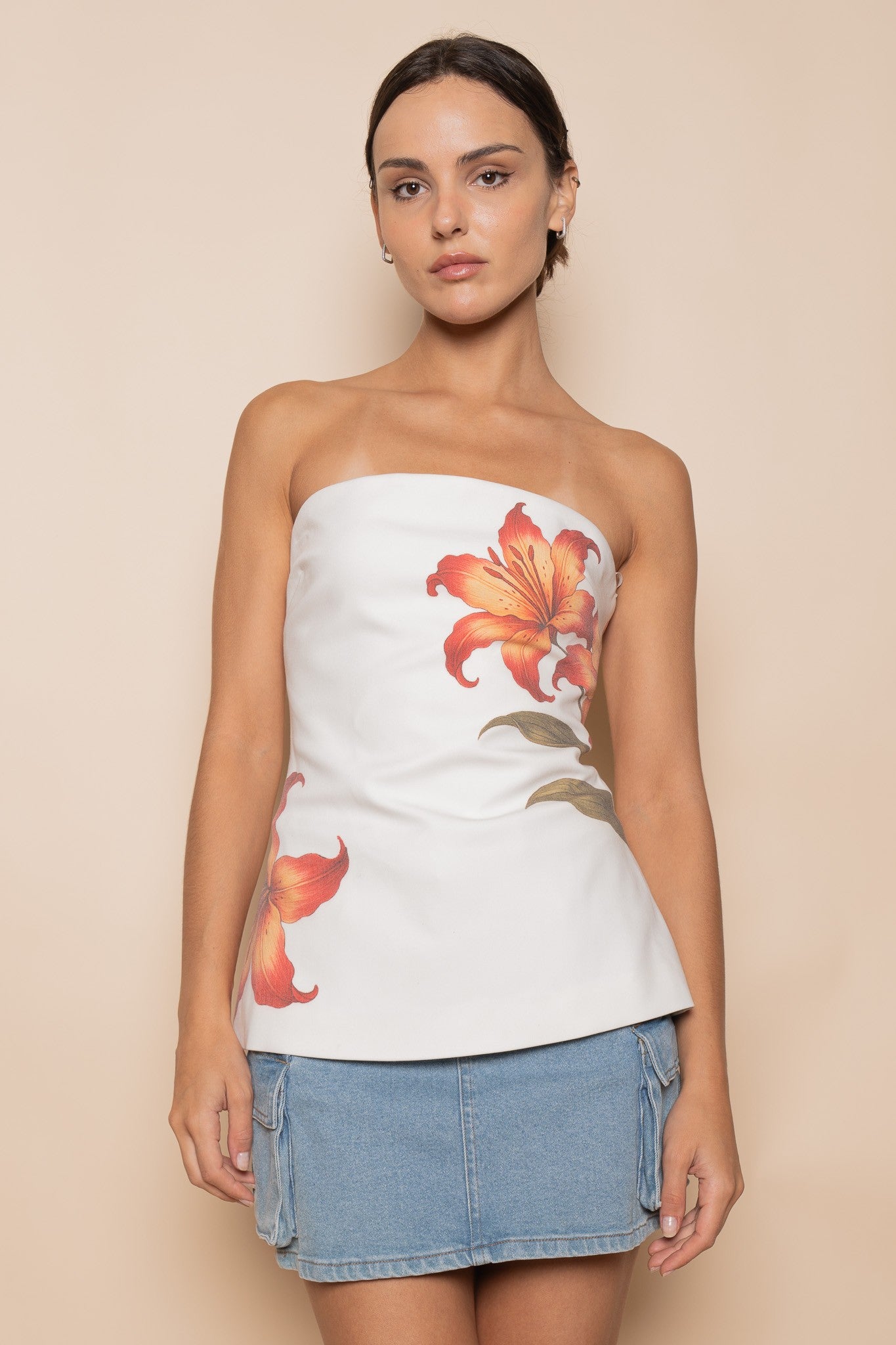 Liv Floral Strapless Top