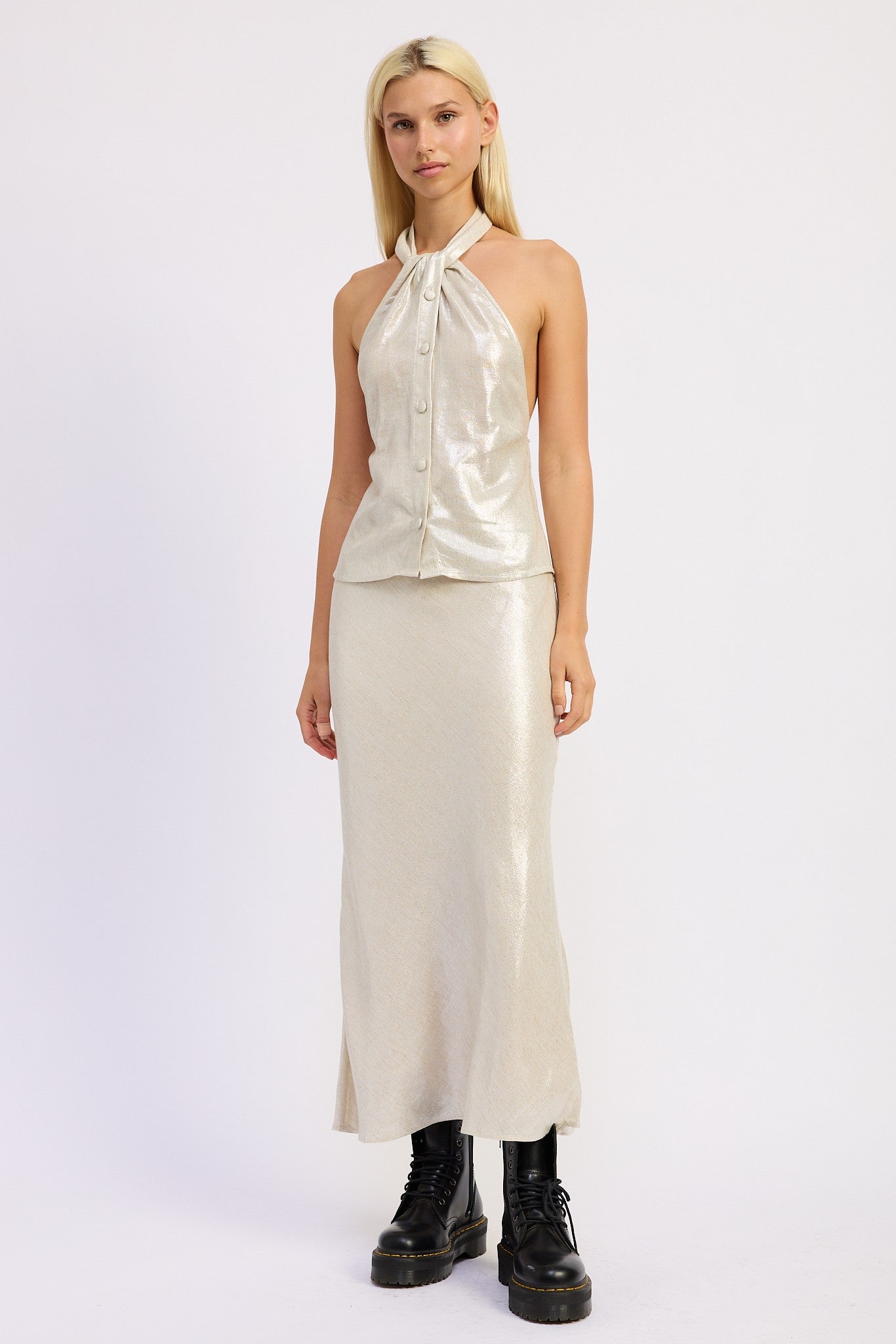 Lorelai Metallic Halter Top
