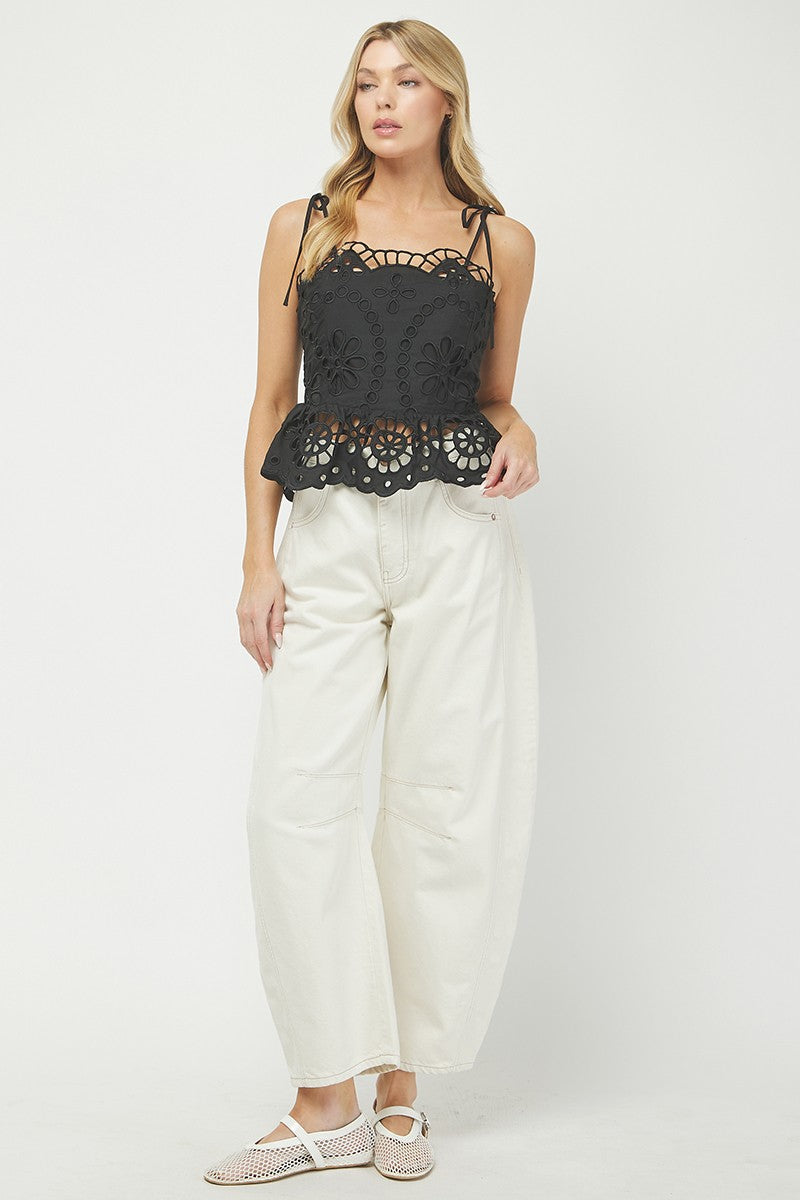 Camila Eyelet Peplum Top