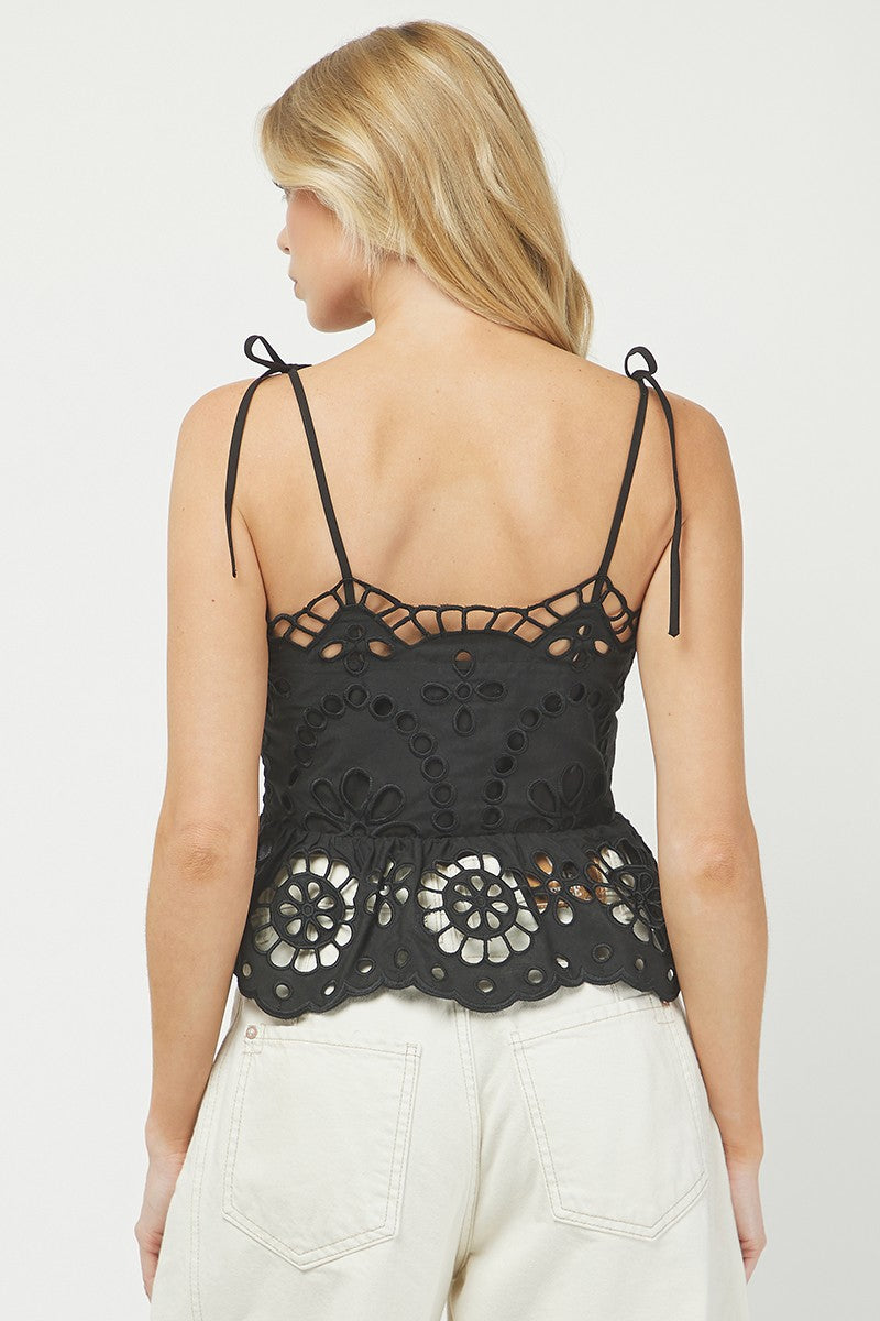 Camila Eyelet Peplum Top