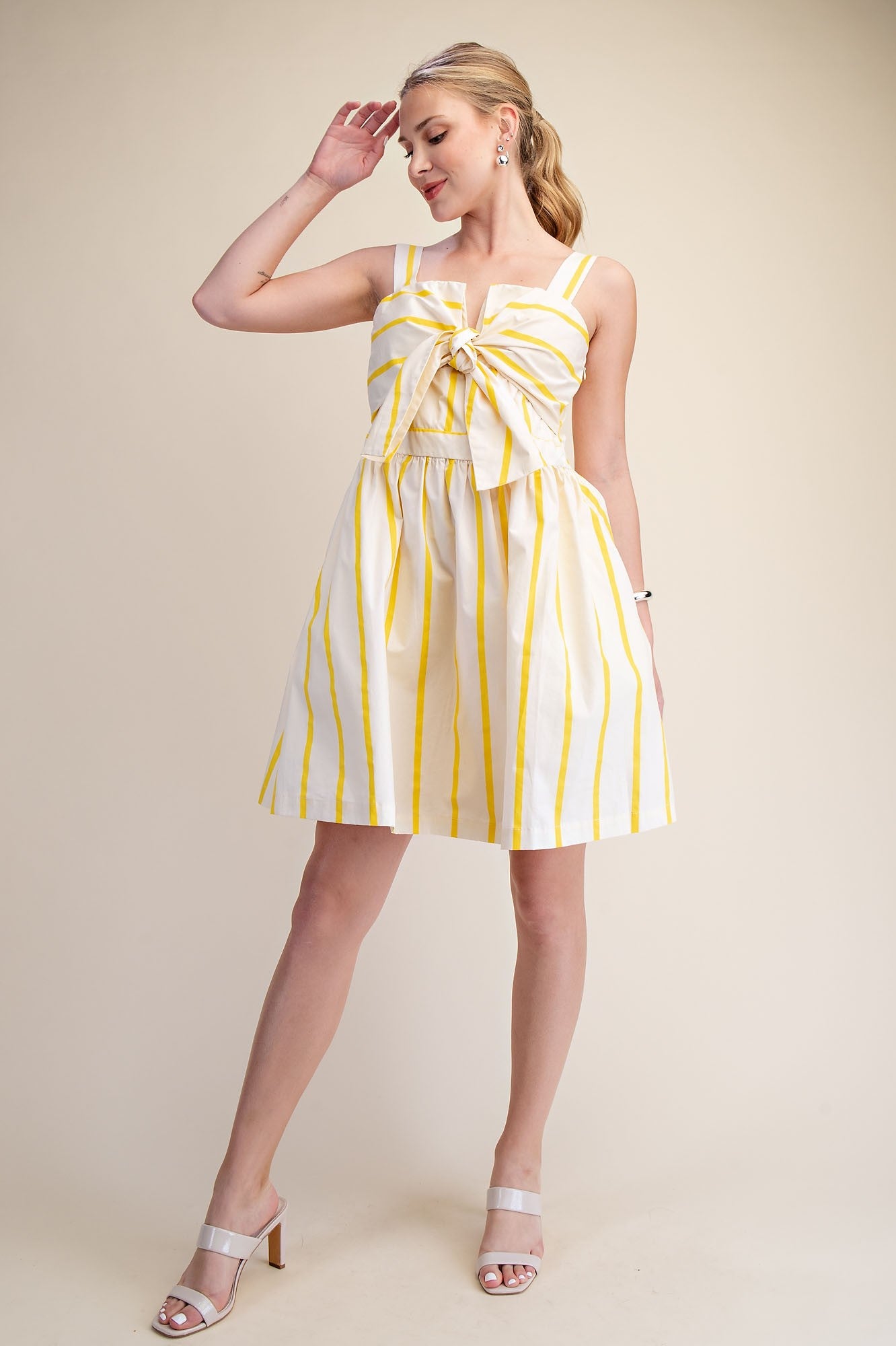 Leighton Striped Bow Front Mini Dress