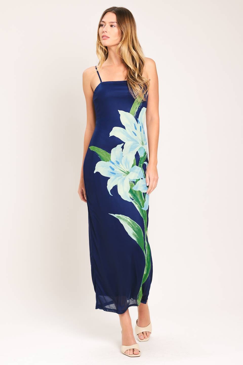 Kali Floral Mesh Midi Dress