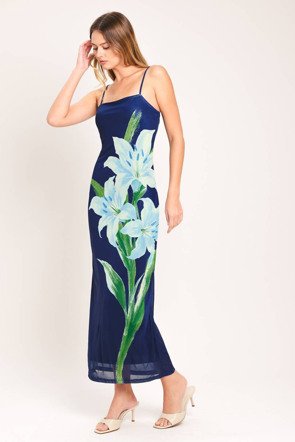 Kali Floral Mesh Midi Dress