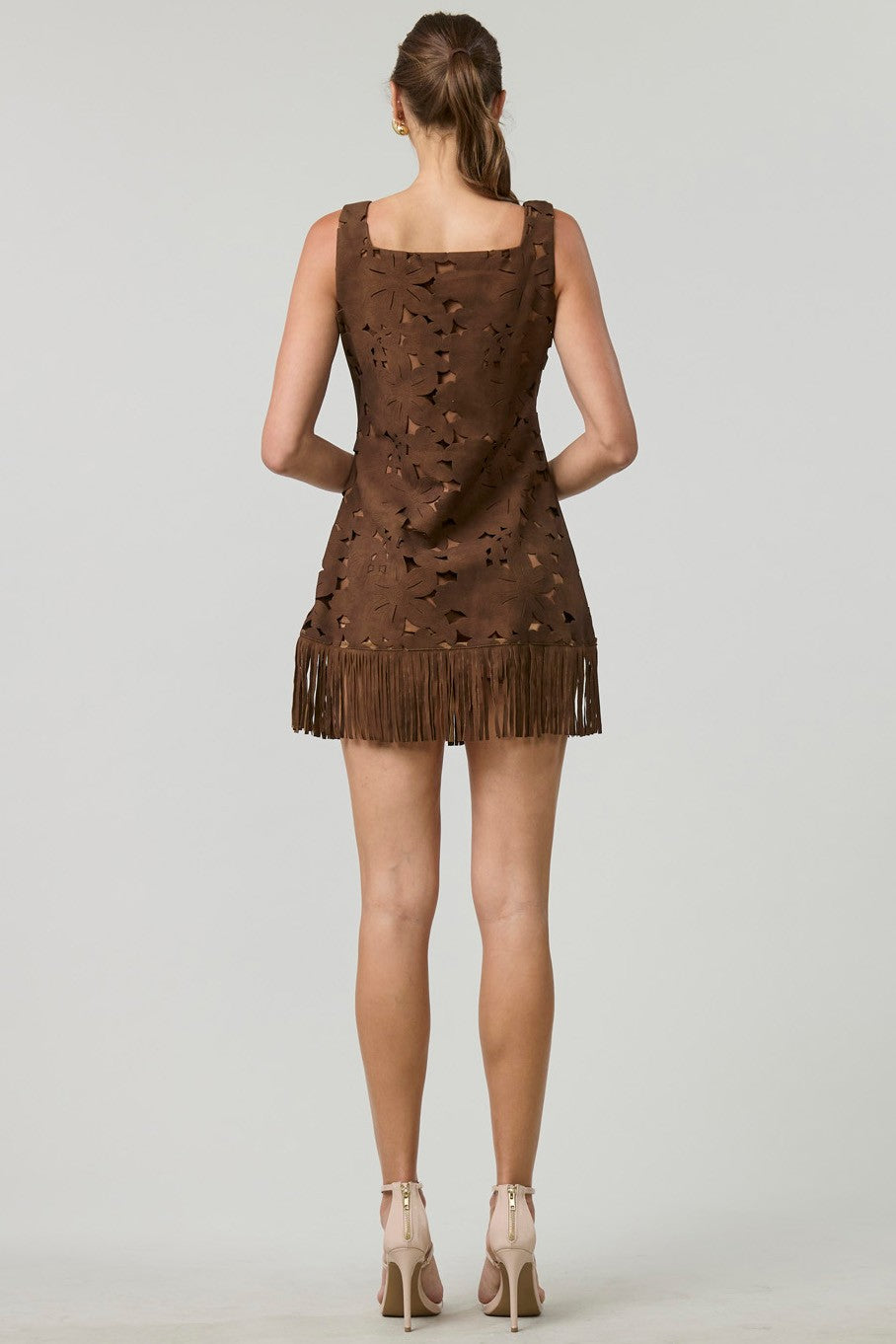Sienna Laser Cut Faux Suede Mini Dress