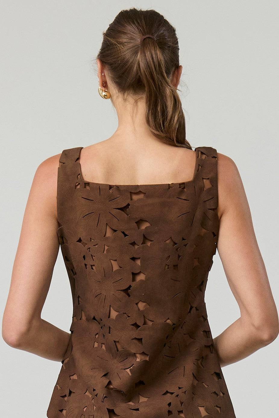Sienna Laser Cut Faux Suede Mini Dress
