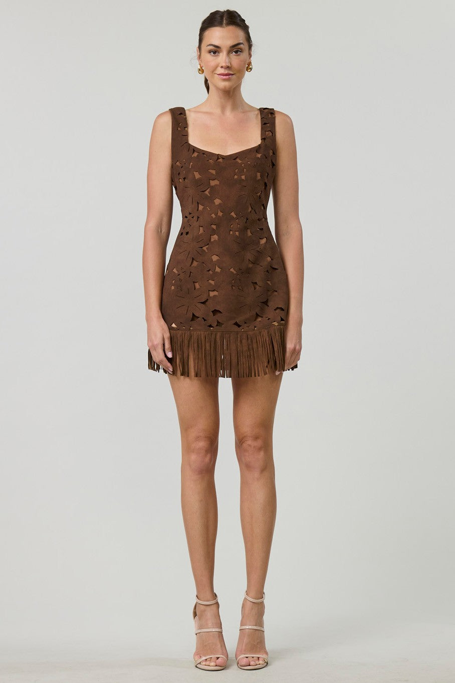 Sienna Laser Cut Faux Suede Mini Dress