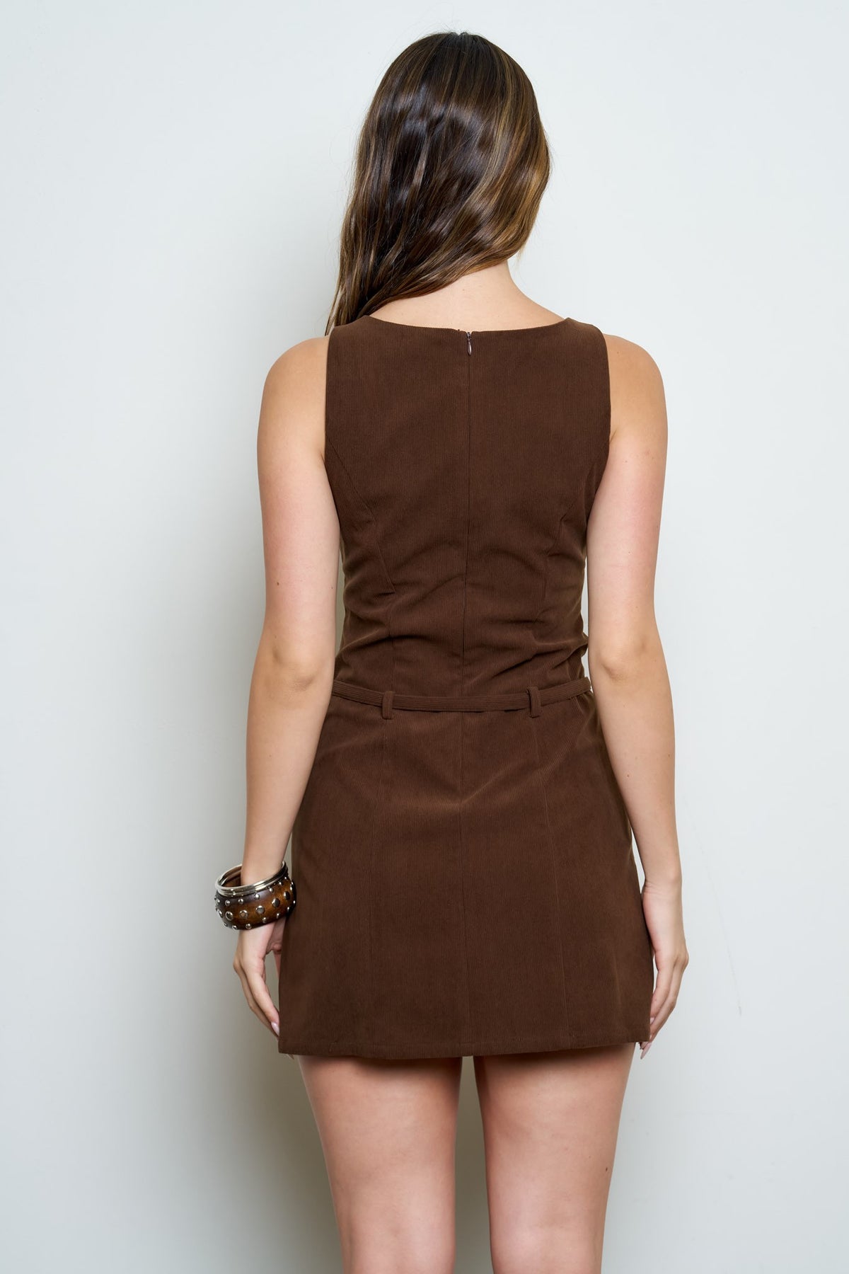Hazel Corduroy Belted Mini Dress