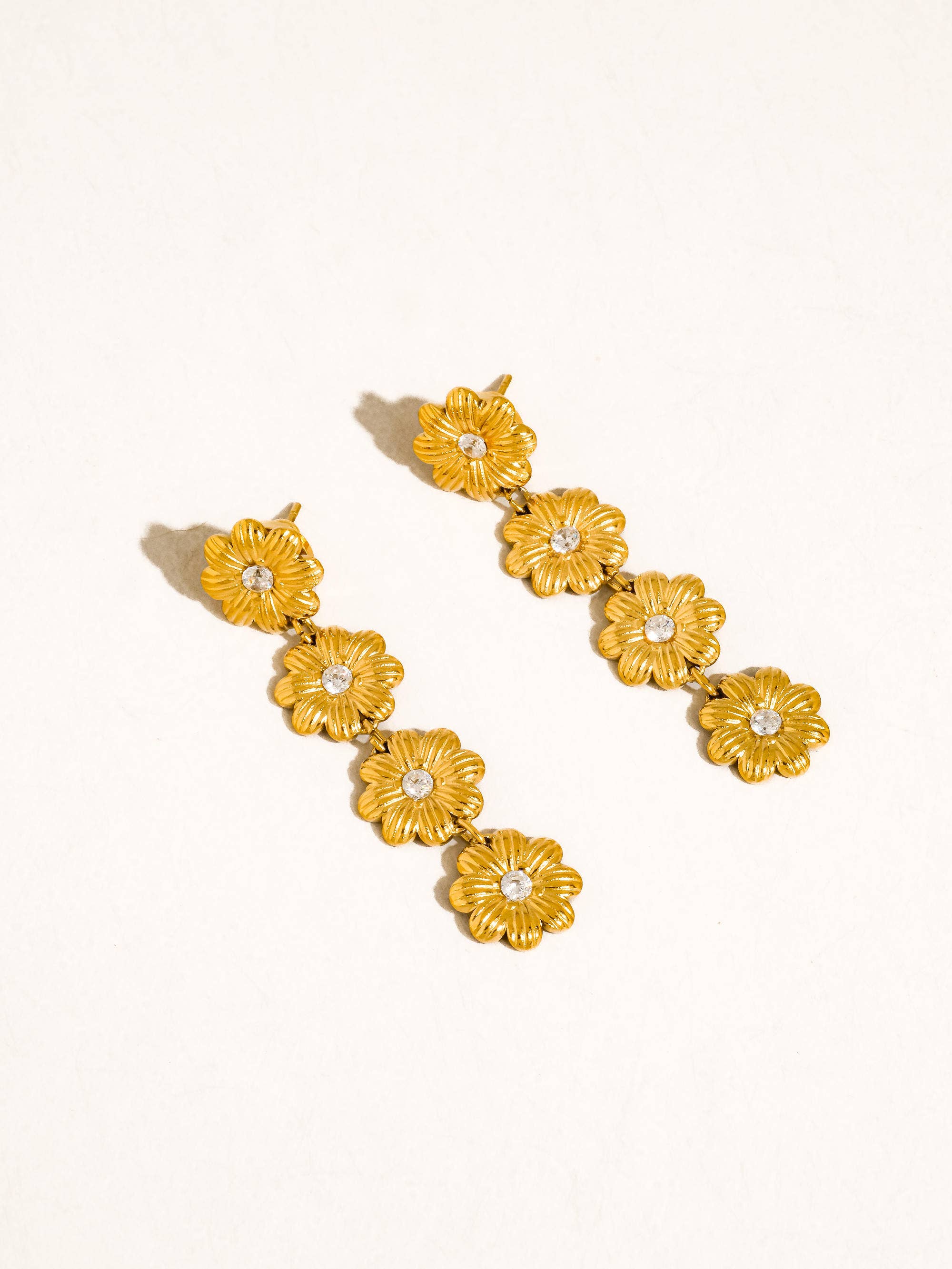 Bloom Drop Earrings with CZ Accents