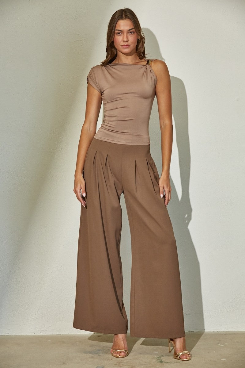 Alina Asymmetric Top with Gold Accent