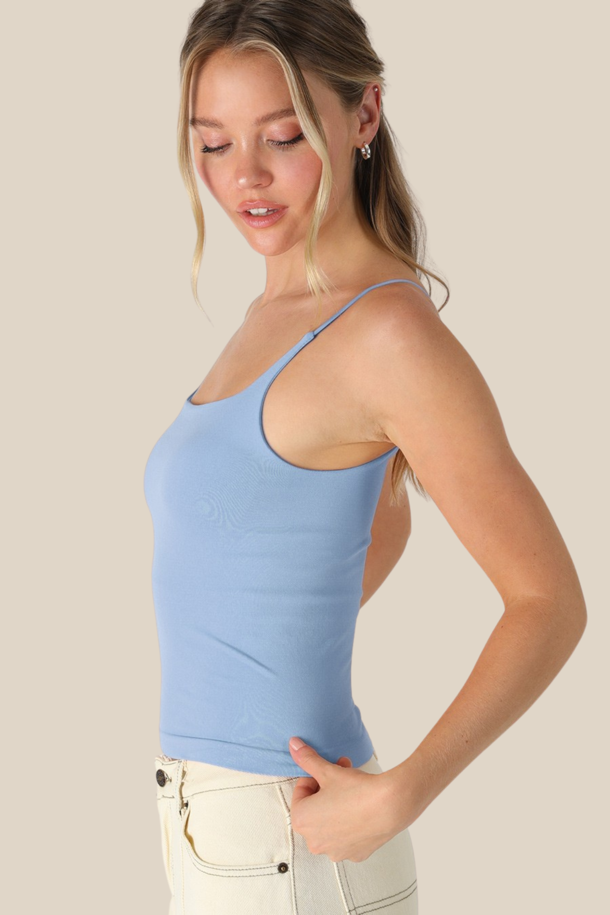 Essential Square Neck Tank in Light Blue