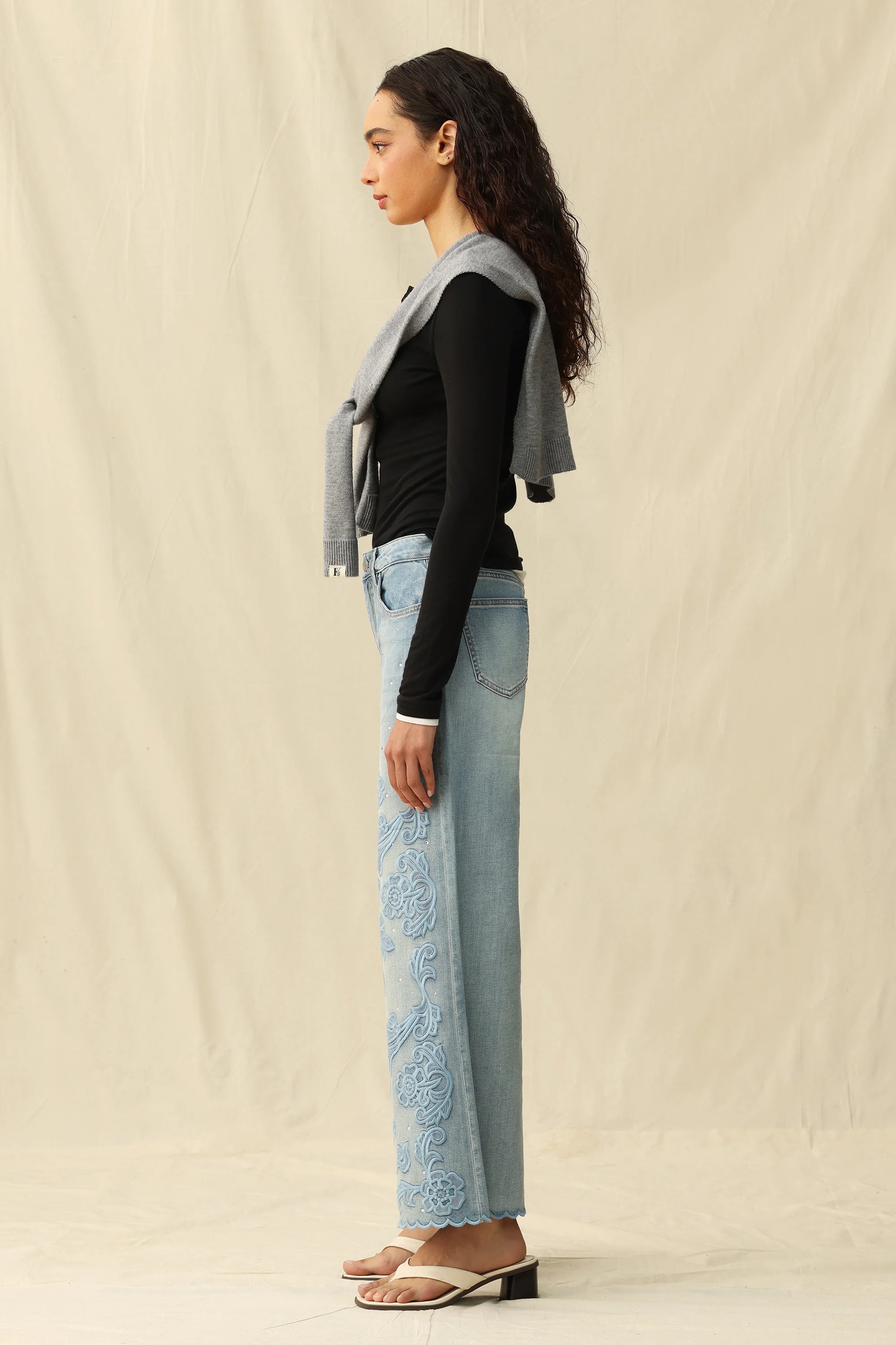 Celeste Embroidered Rhinestone Jeans