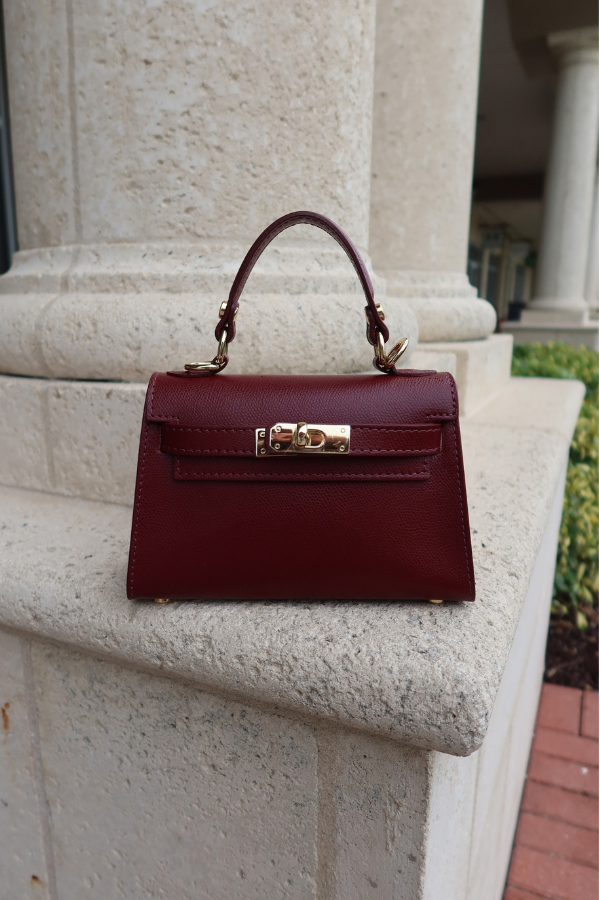 Mini Kallie Genuine Leather Bag in Bordeaux