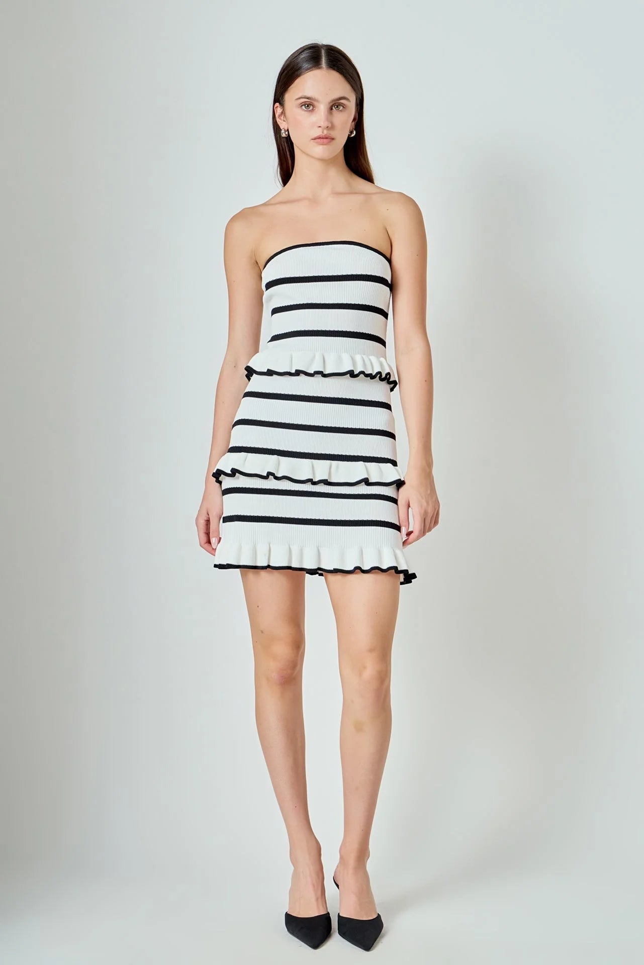 Marielle Striped Ruffle Tube Dress