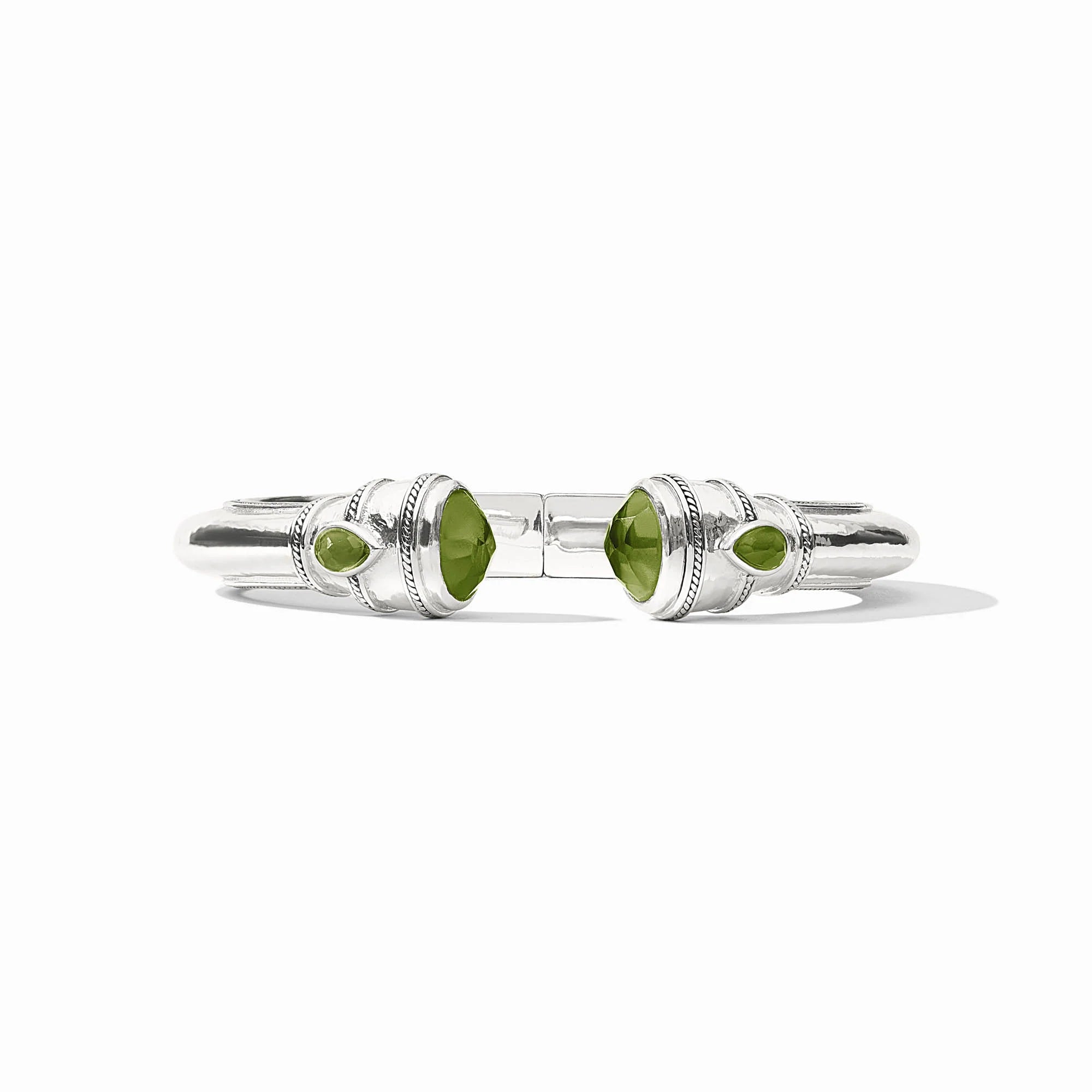 Cannes Demi Cuff in Silver Iridescent Palmetto Green