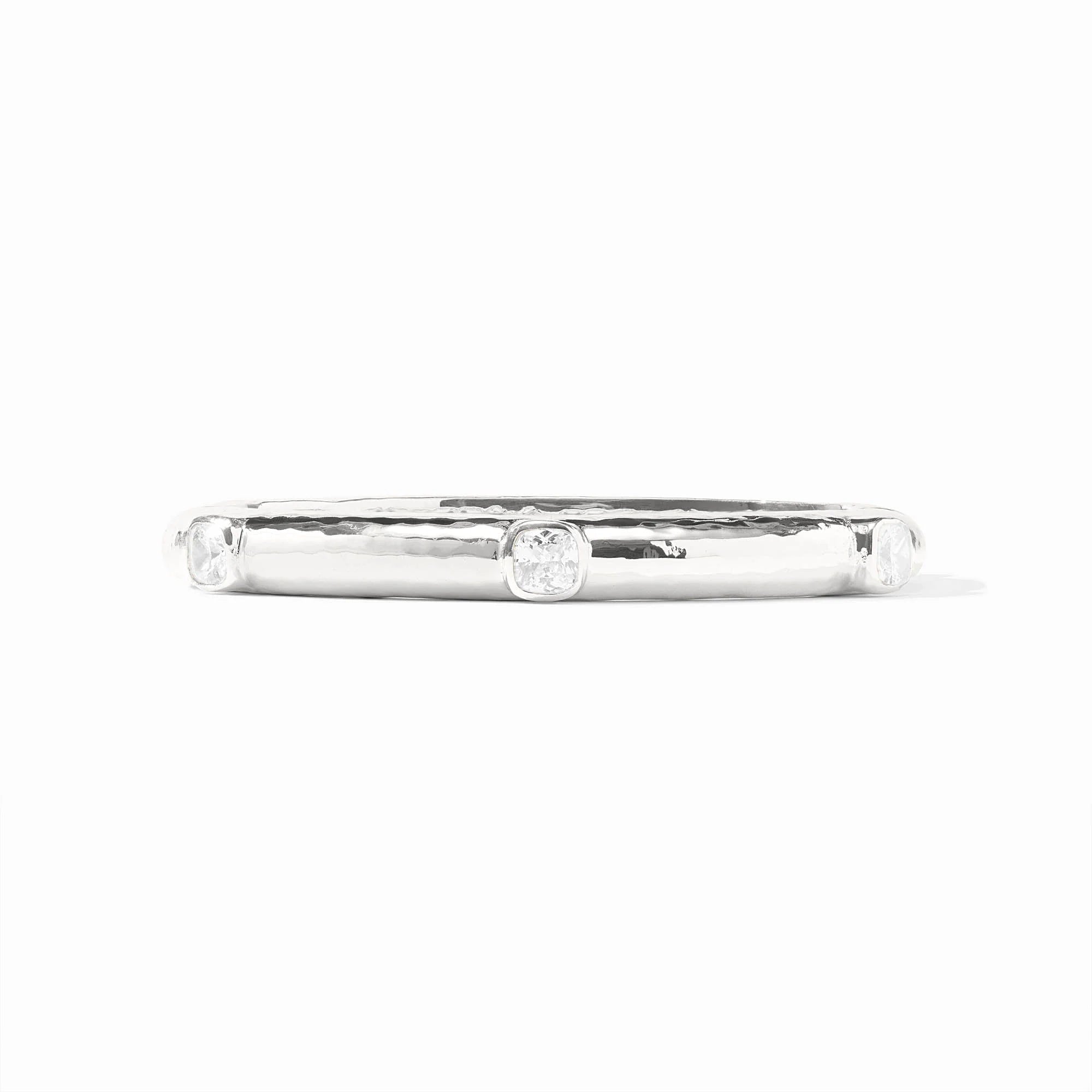Catalina Hinge Bangle in Silver Cubic Zirconia