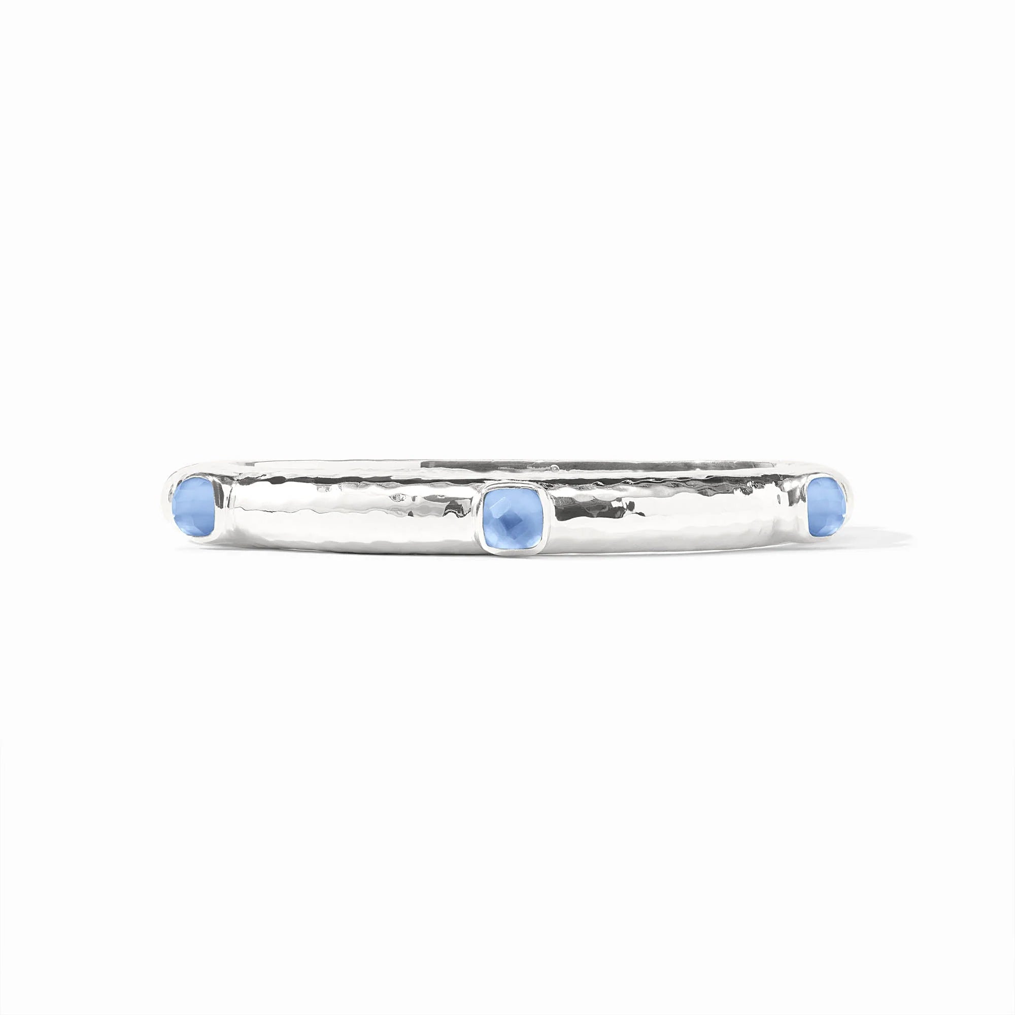 Catalina Hinge Bangle in Silver Iridescent Chalcedony Blue