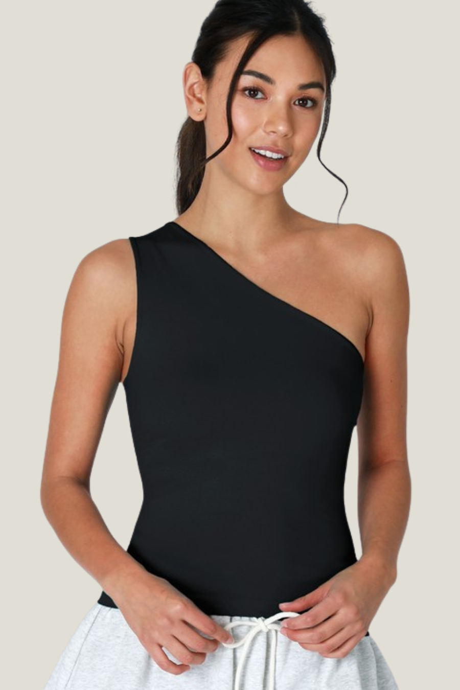 Essential One Shoulder Top in Black