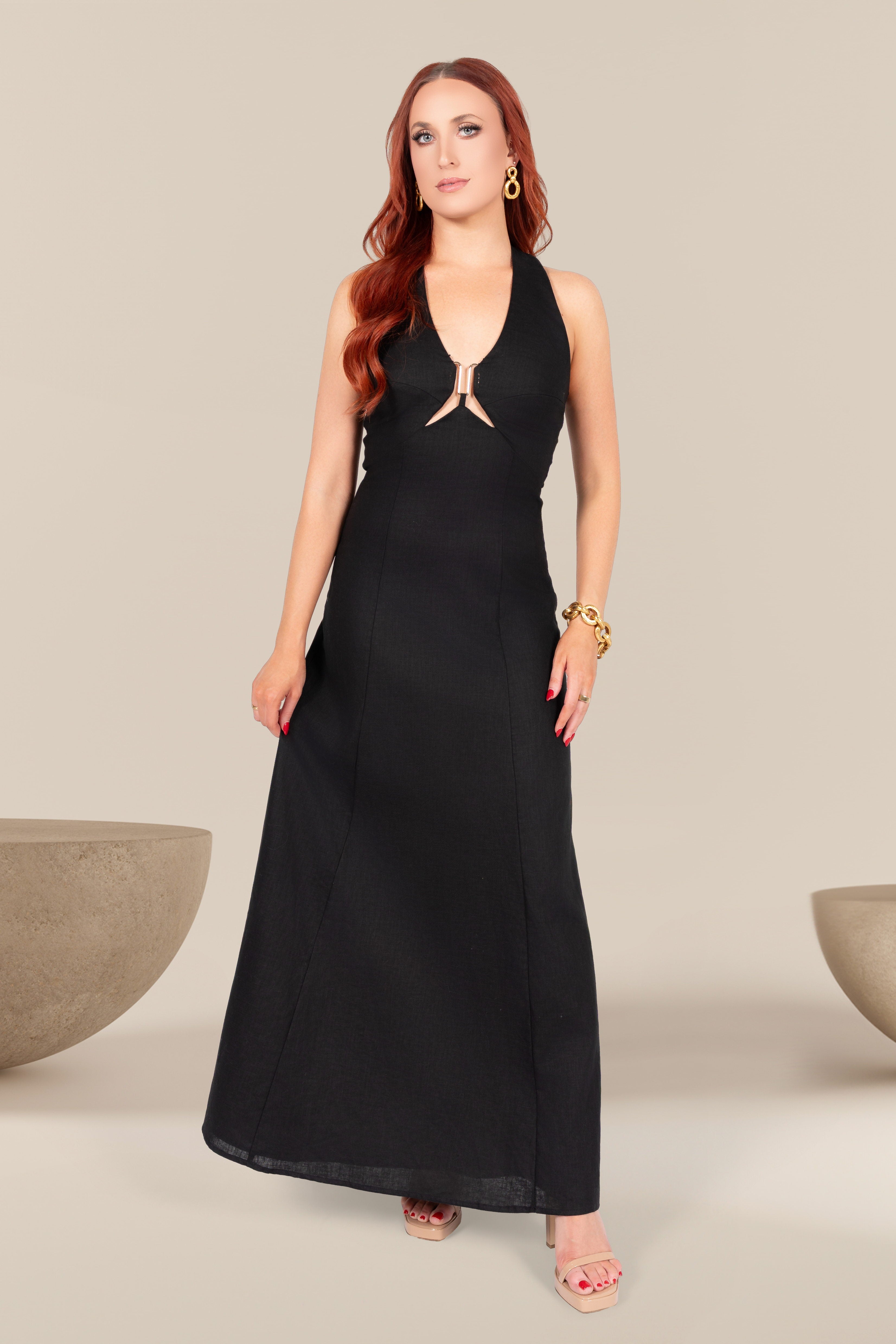 Selene Linen Halter Dress