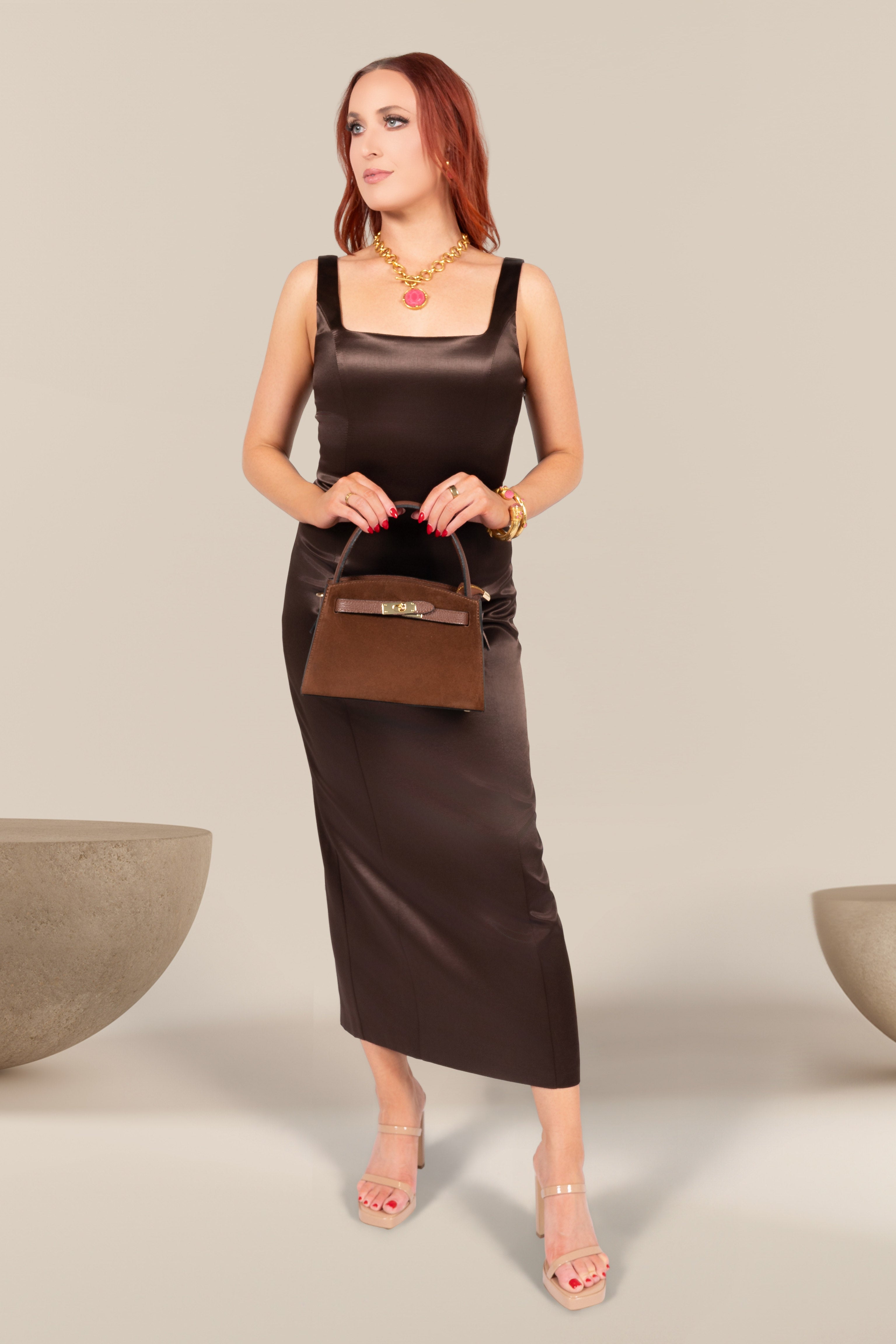 Heloise Satin Midi Dress