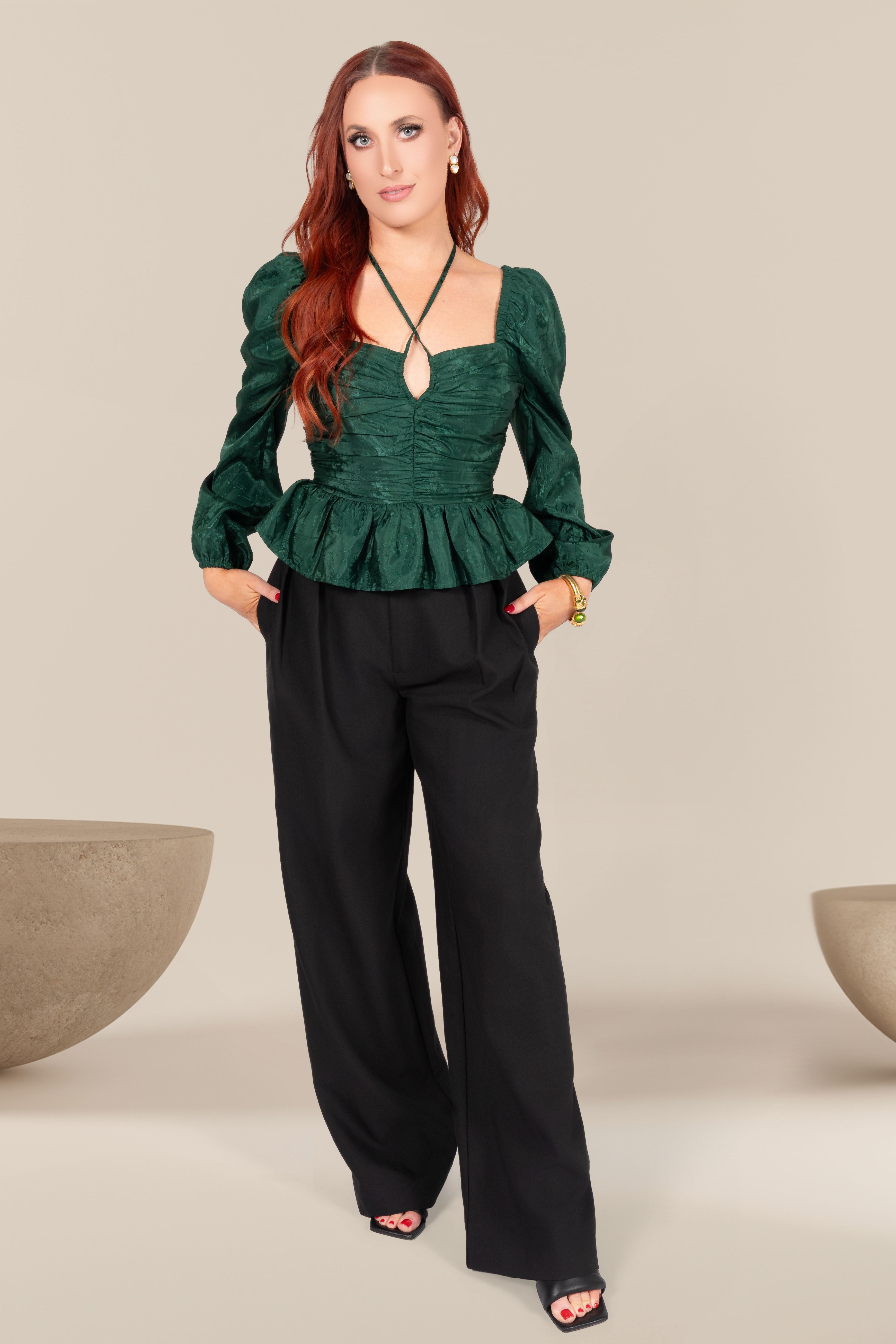 Léon Mid Rise Pleated Wide Leg Trousers