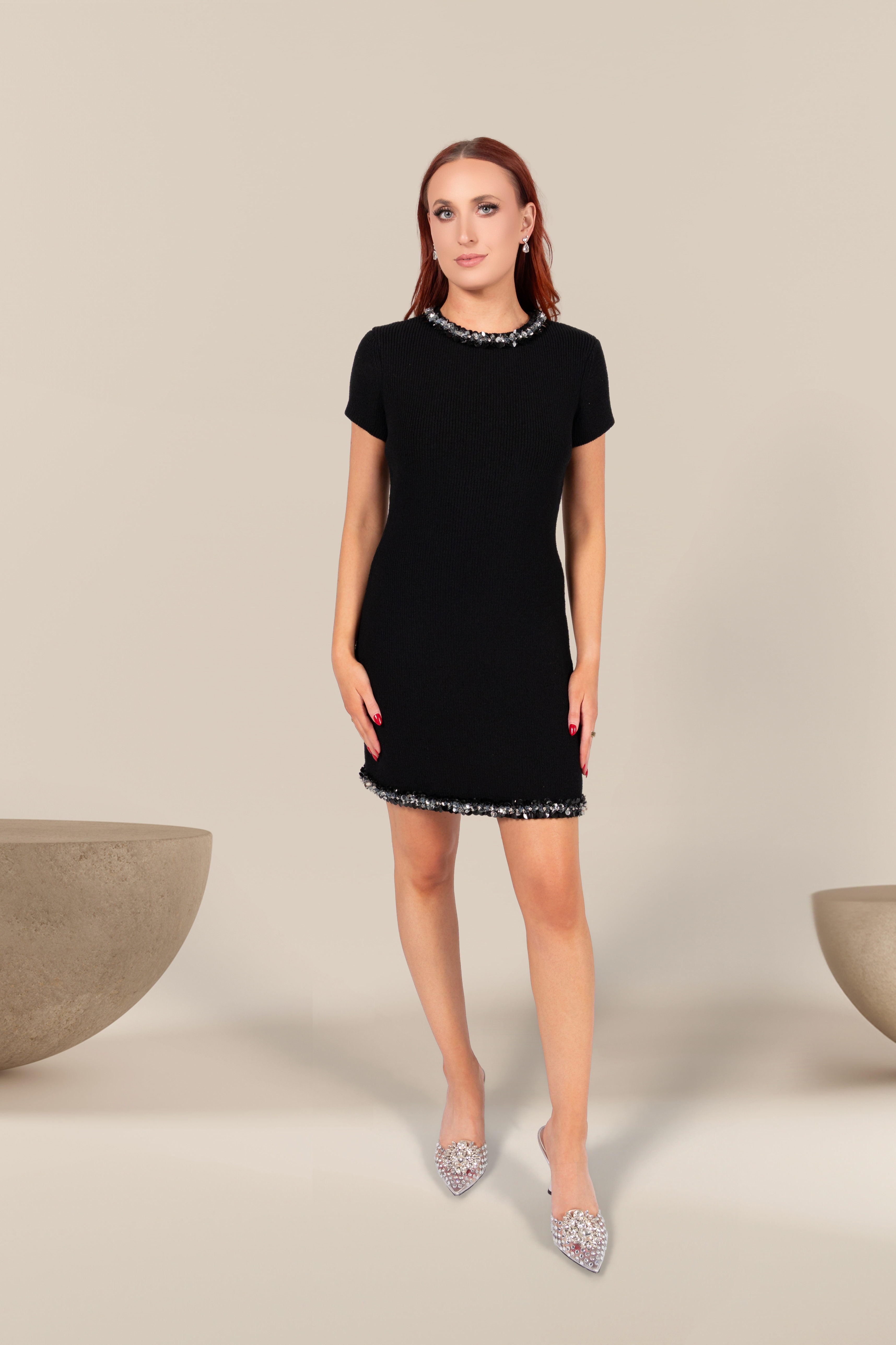Renée Jewel Trim Knit Dress
