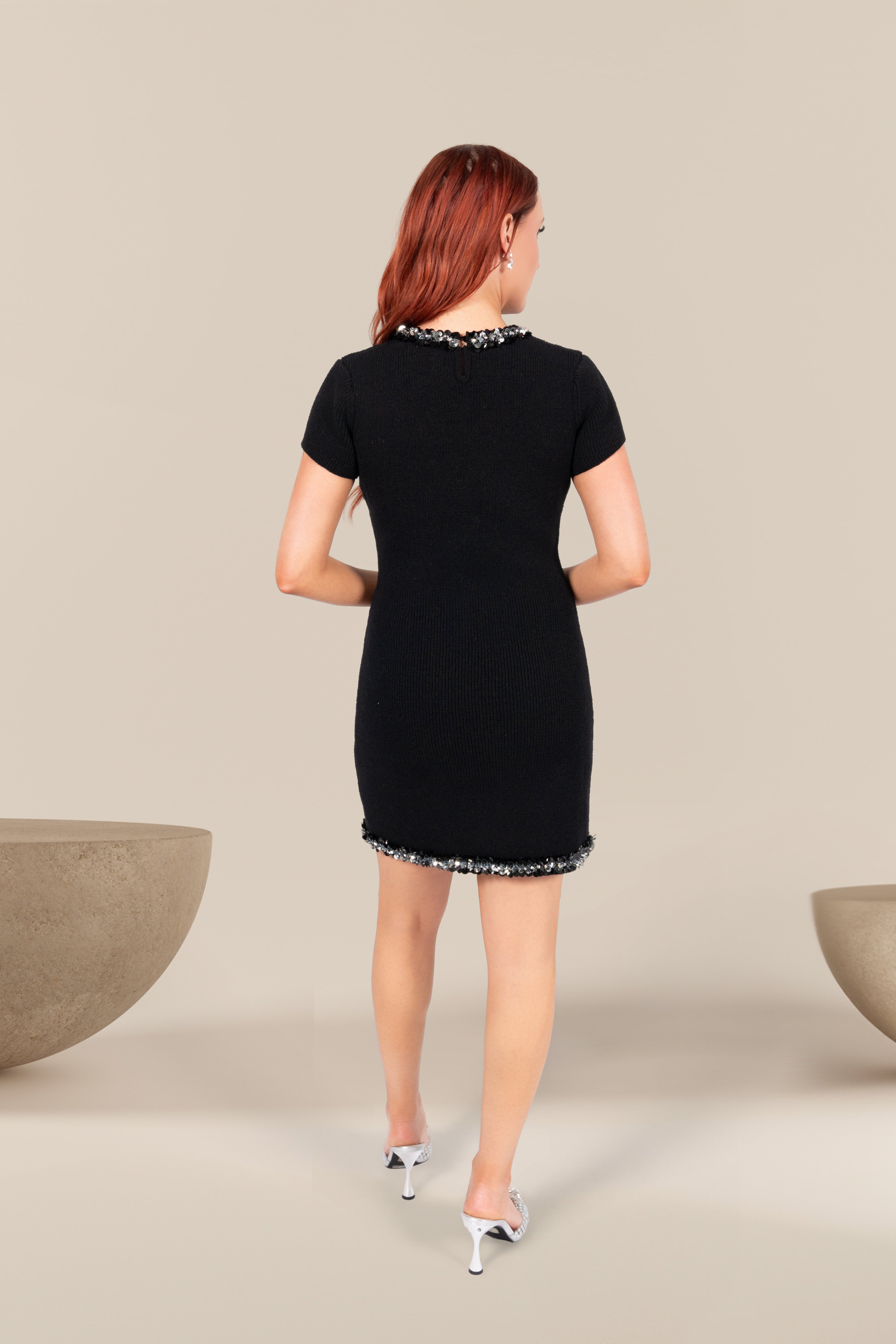 Renée Jewel Trim Knit Dress