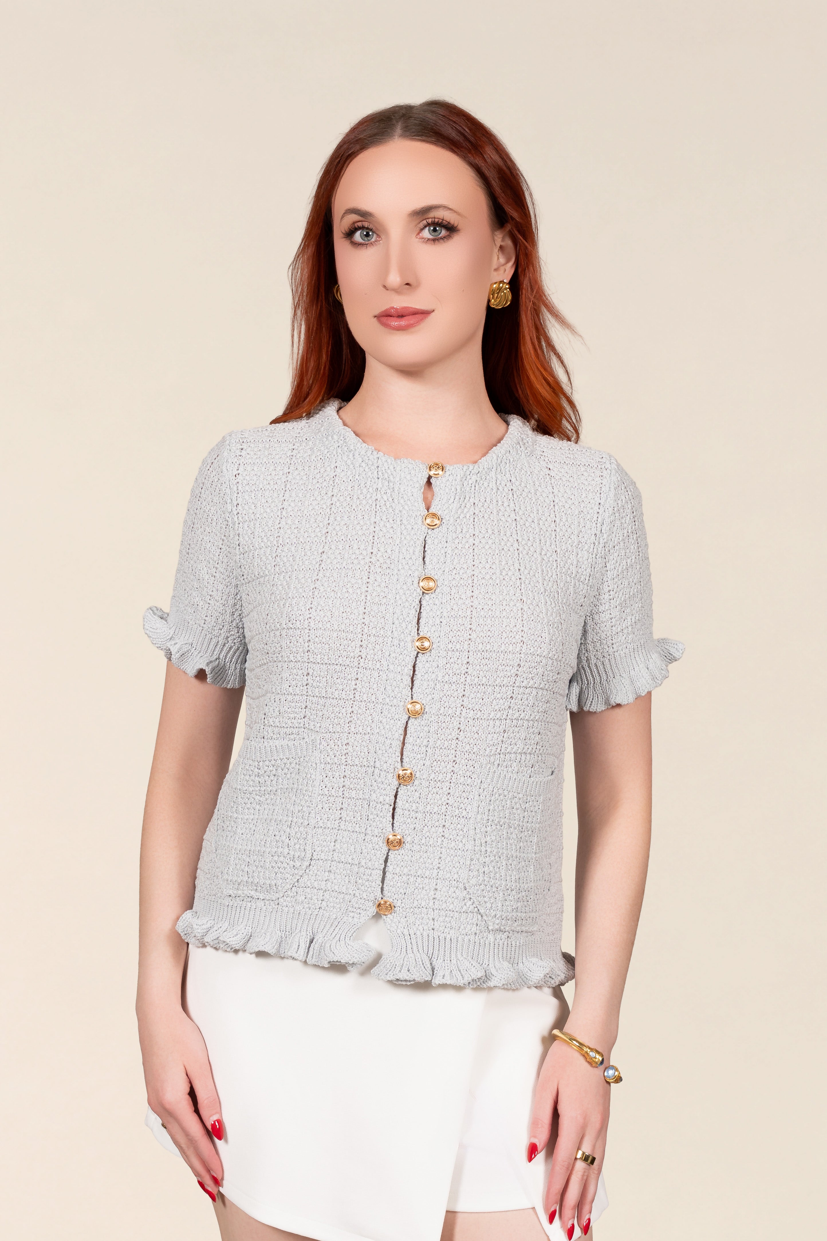 Leighton Textured Knit Cardigan Top