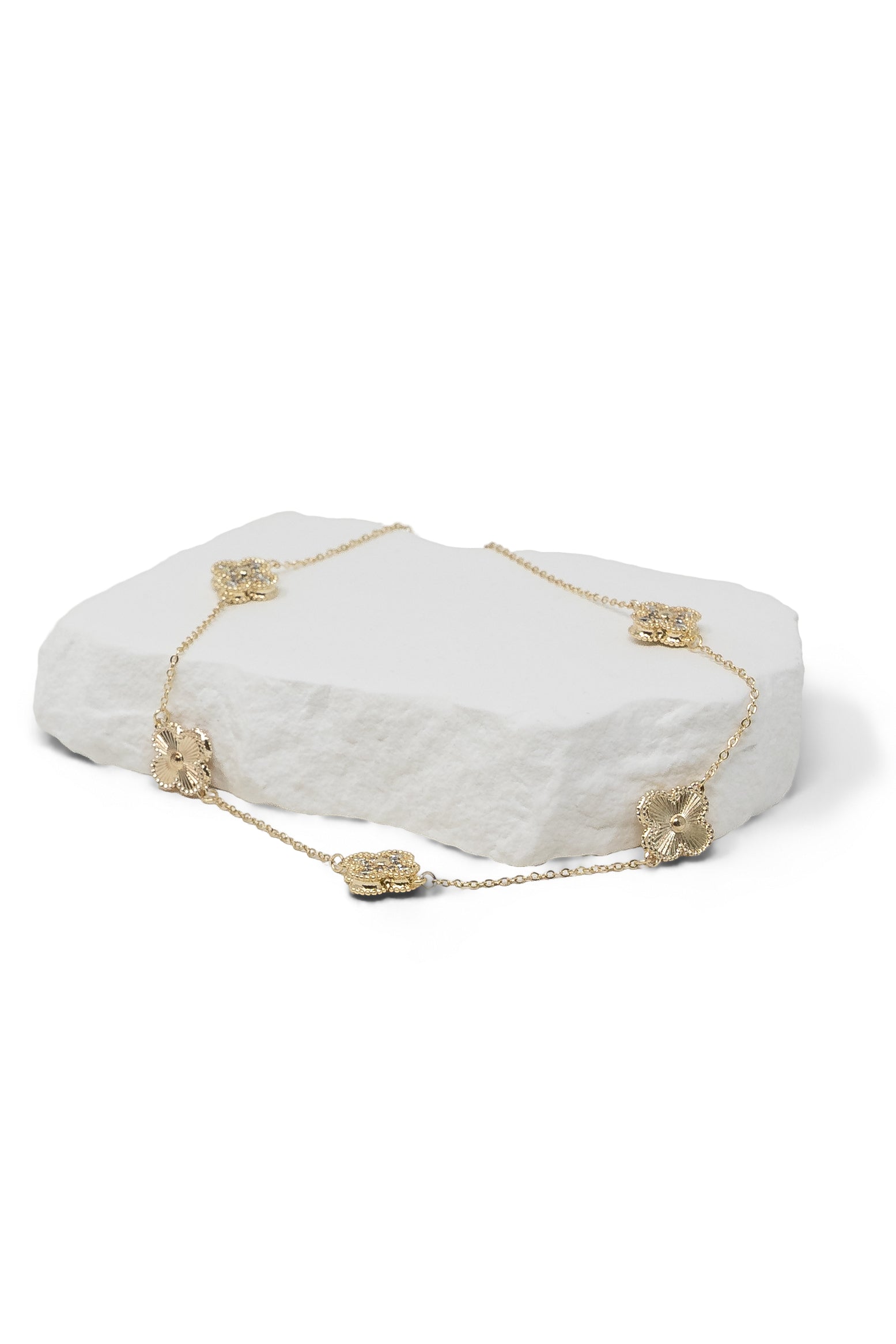 The Multi Clover Necklace with CZ Details