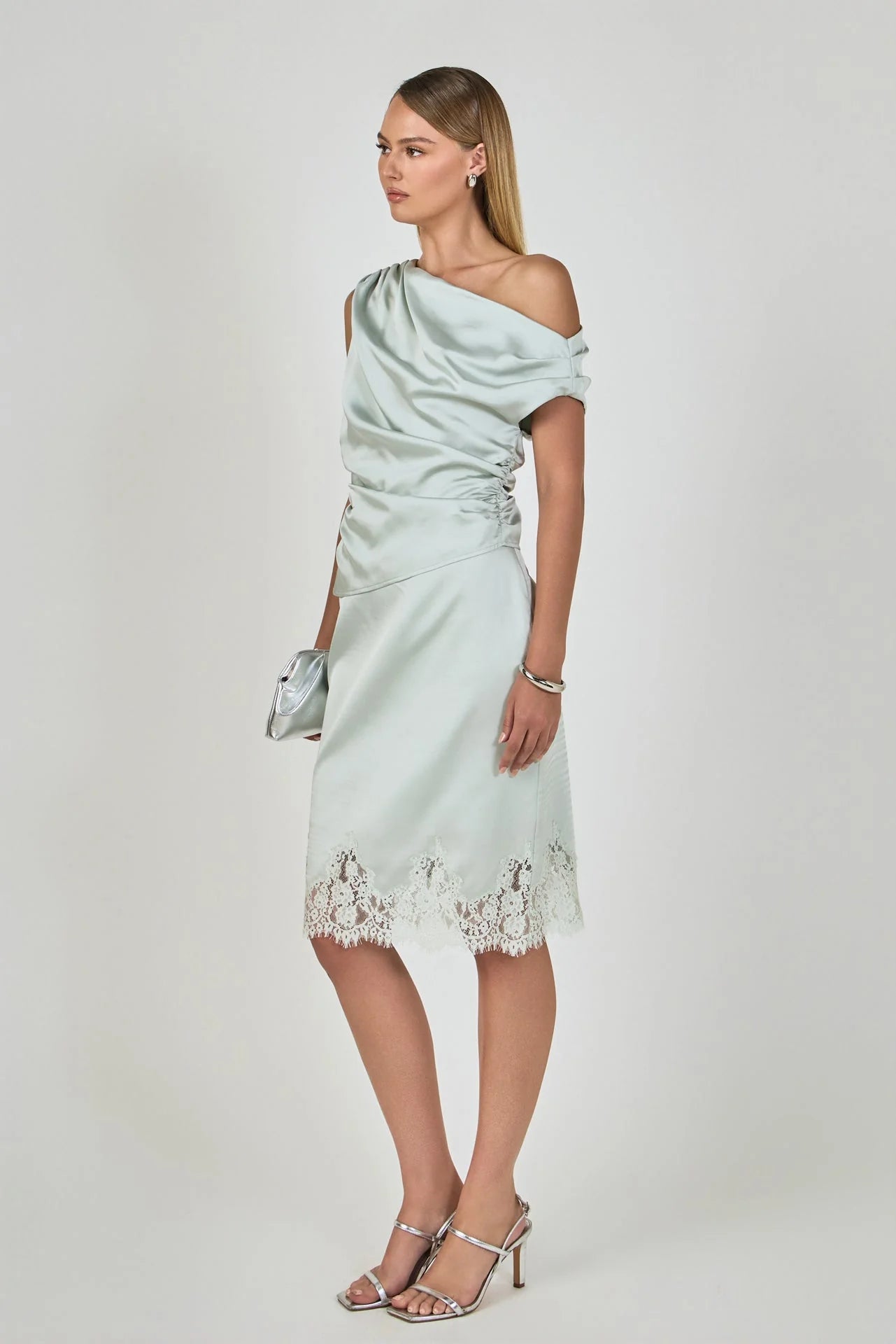 Arianna Satin Off Shoulder Top