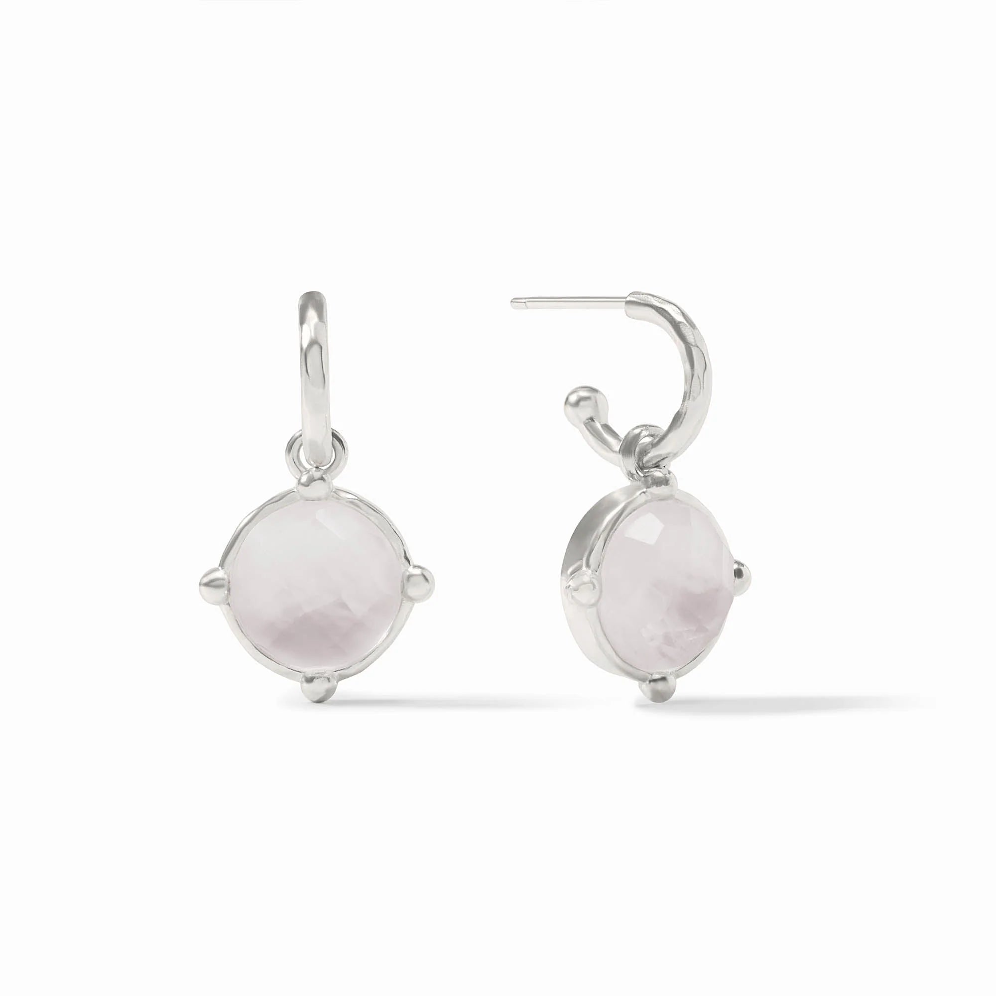 Honeybee Hoop & Charm Earring in Silver Iridescent Clear Crystal