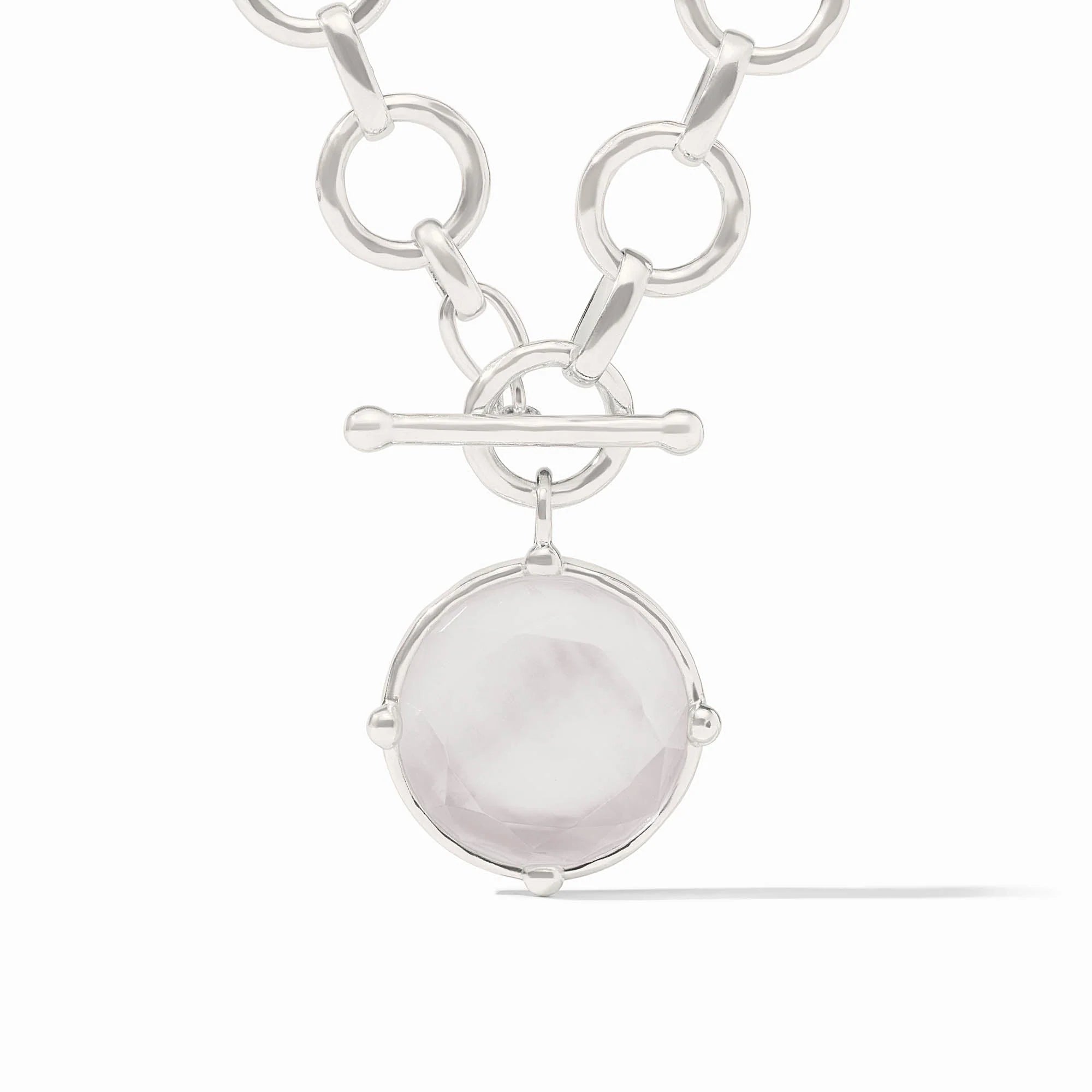Honeybee Statement Necklace in Silver Iridescent Clear Crystal