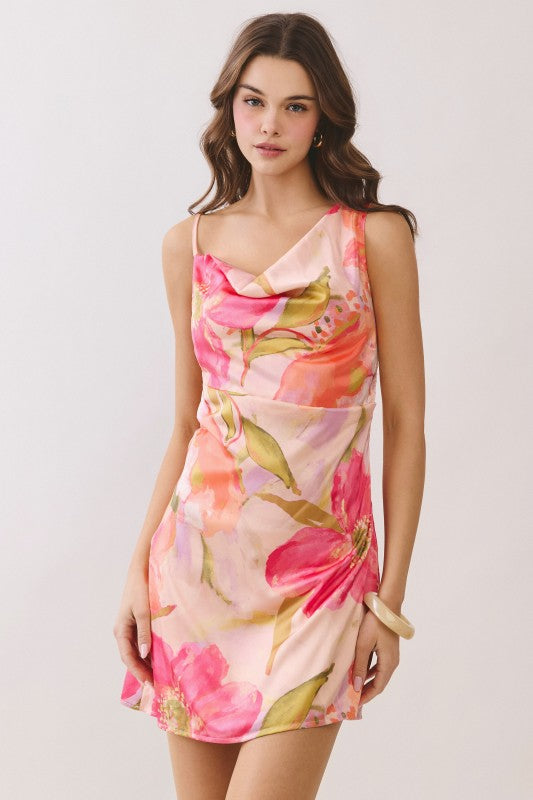 Gabriella Asymmetric Floral Mini Dress