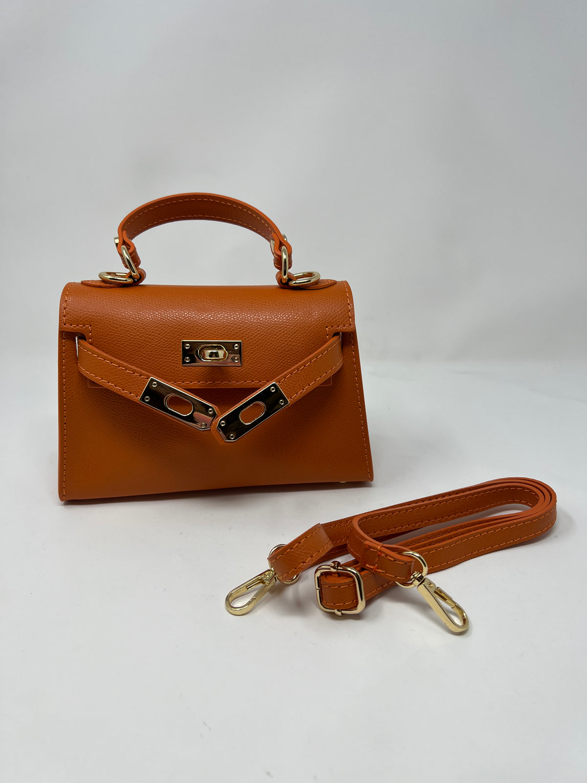 Mini Kallie Genuine Leather Bag in Orange