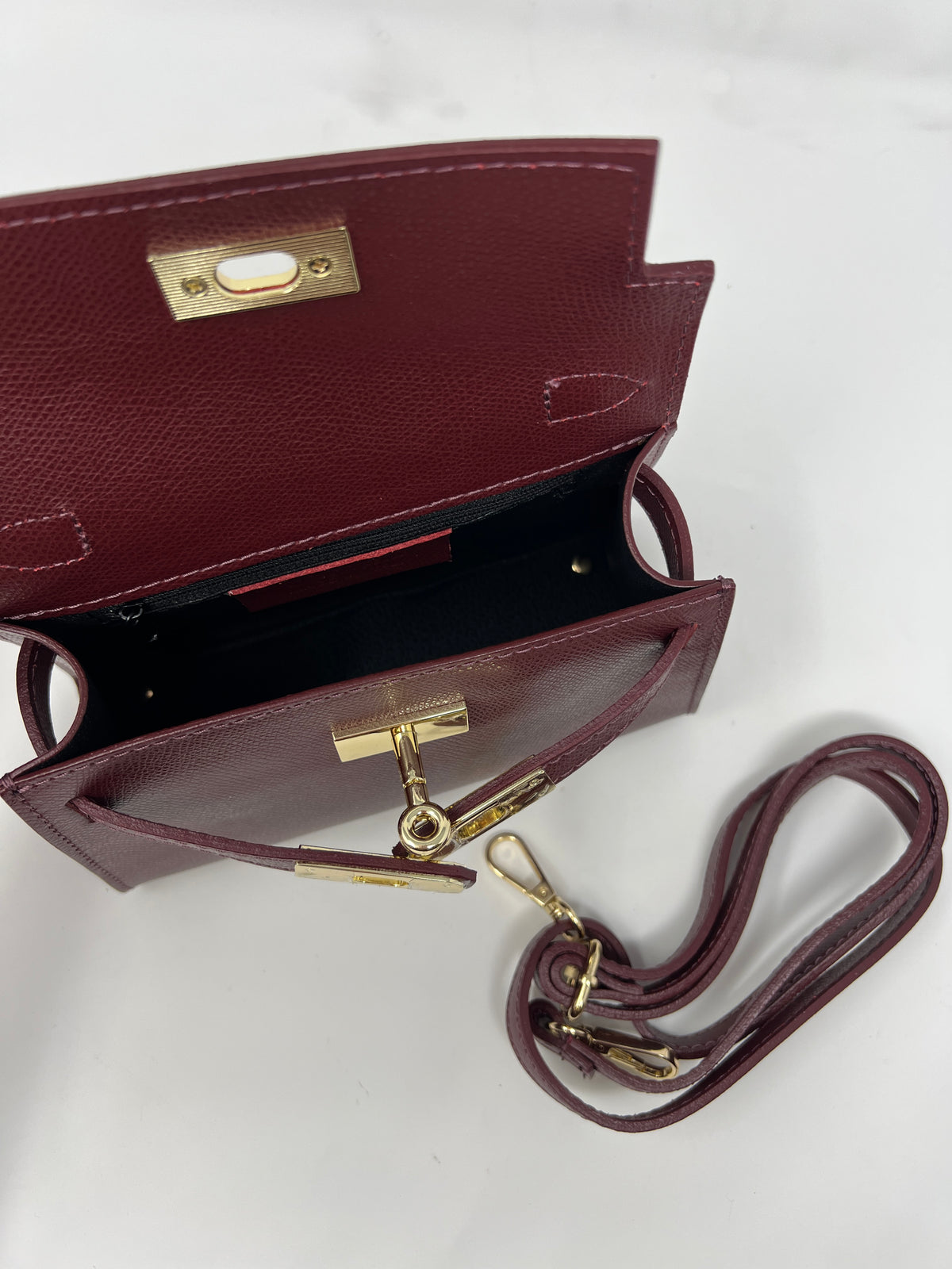 Mini Kallie Genuine Leather Bag in Bordeaux
