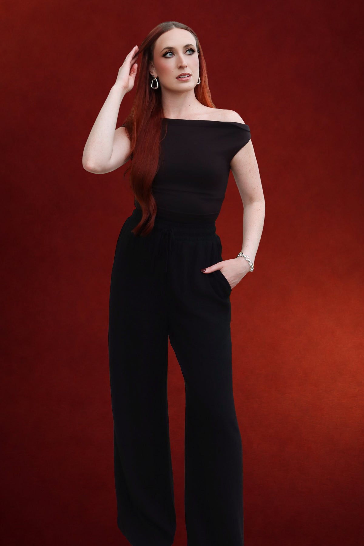 Courtney Linen Blend Pants in Black