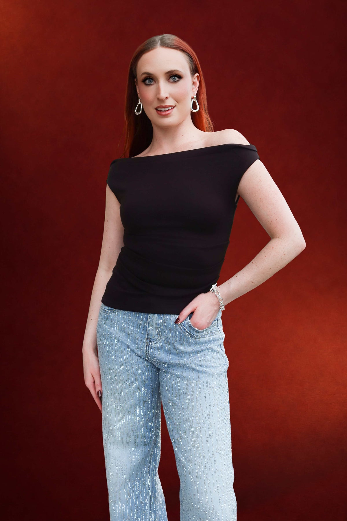Jamie Off Shoulder Ruched Top in Black